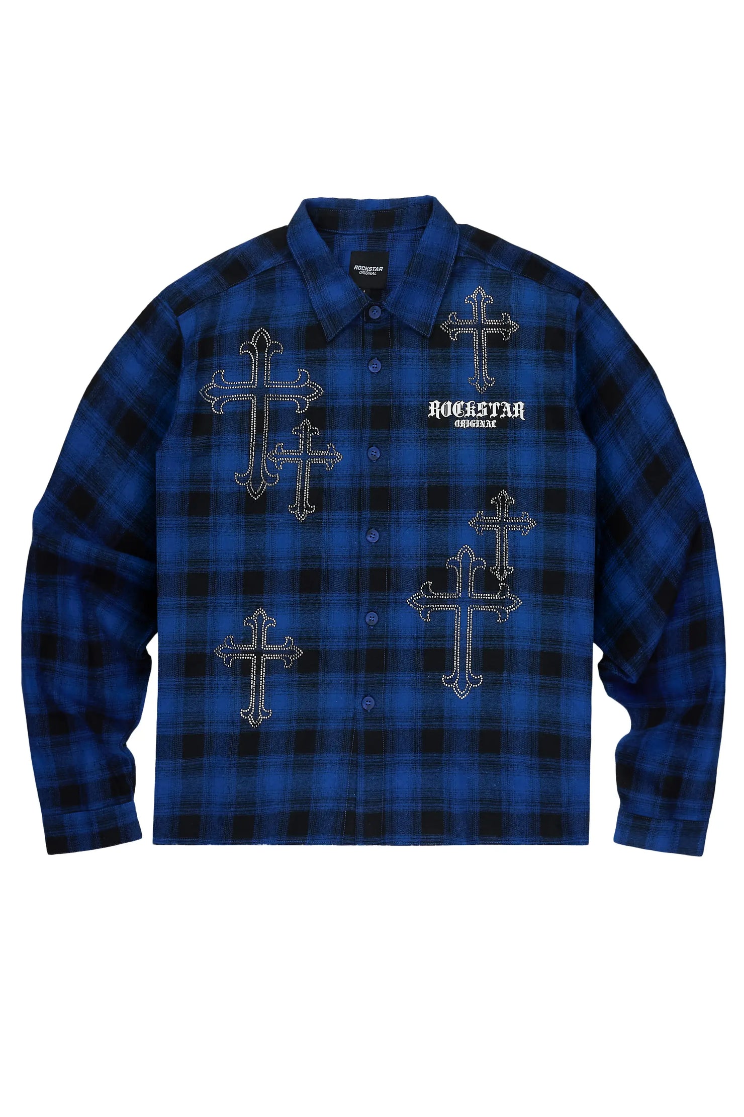 Poldi Royal Rhinestone Flannel Long Sleeve Shirt