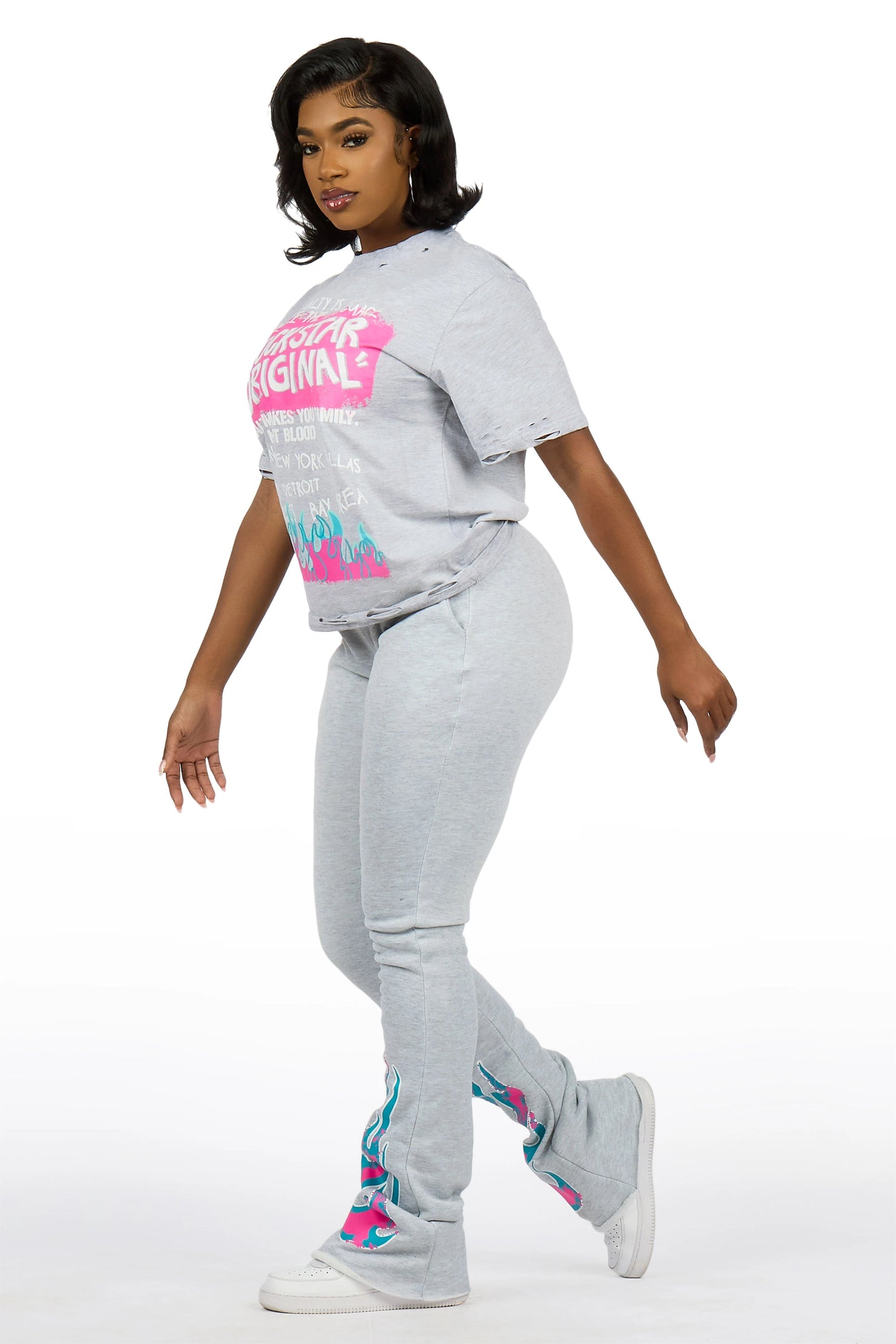 Bridgette Heather Grey T-Shirt Trackset