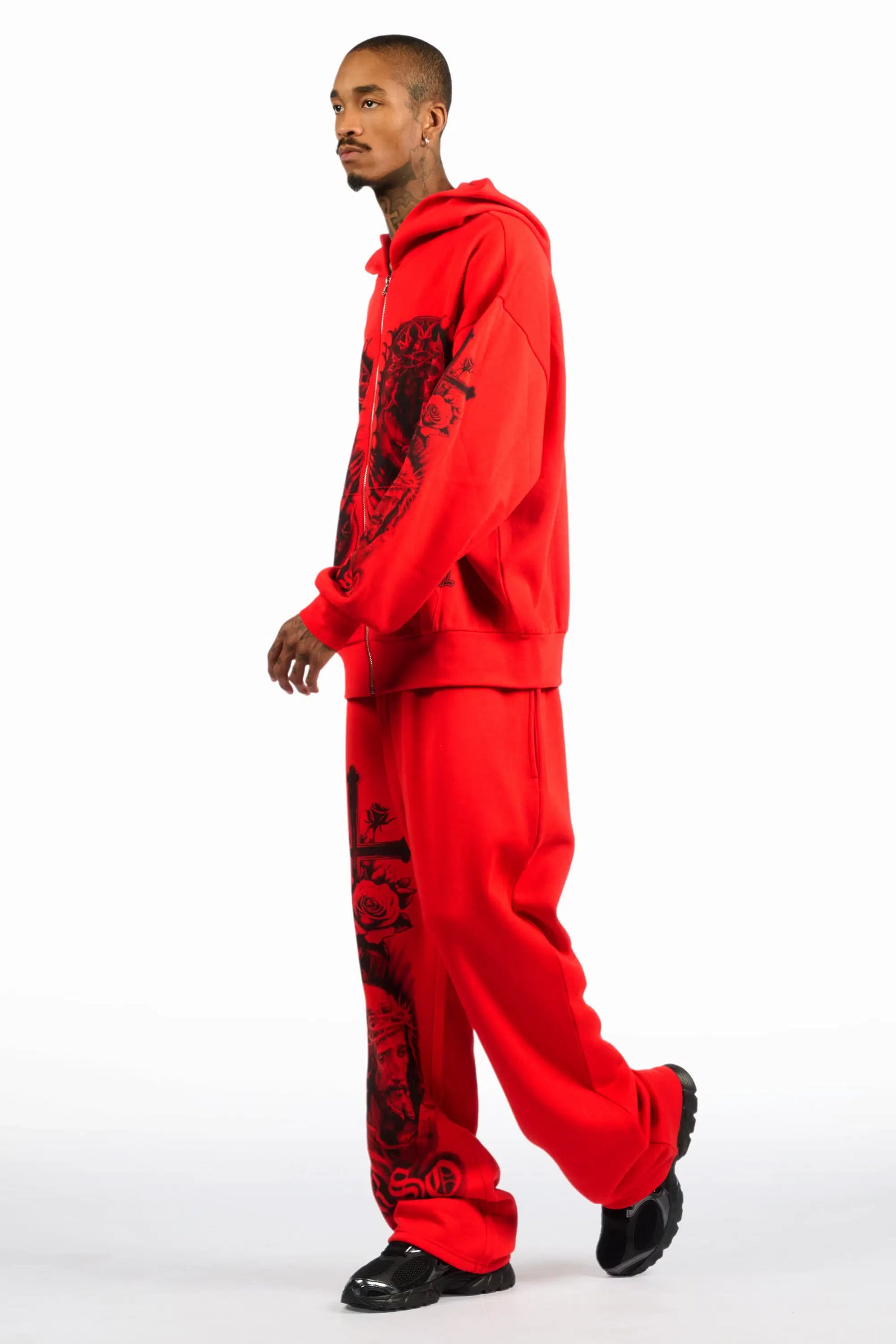 Blasted Red Hoodie/Baggy Pant Track Set