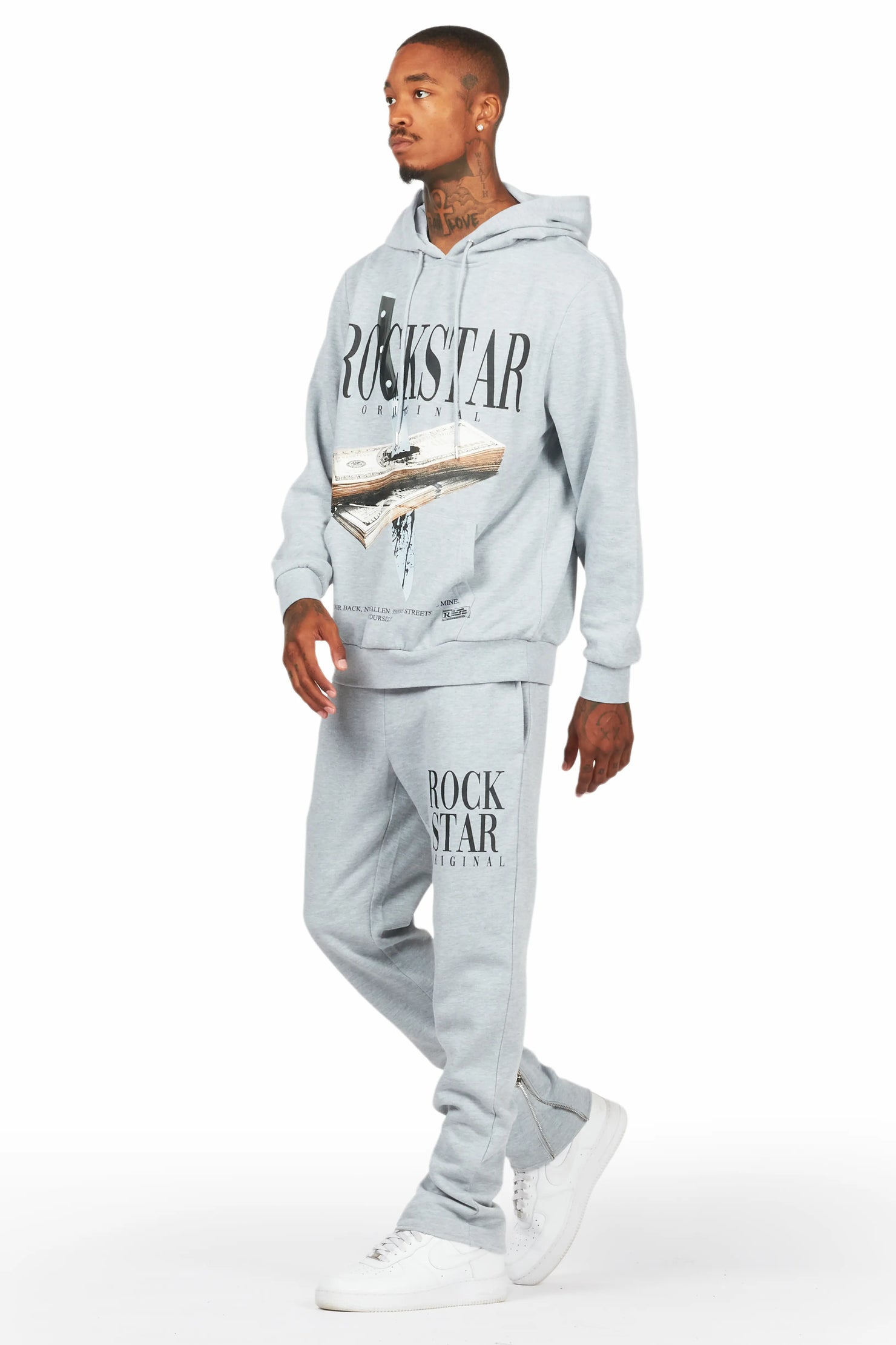 Dayte Nite Heather Grey Slim Fit Track Set