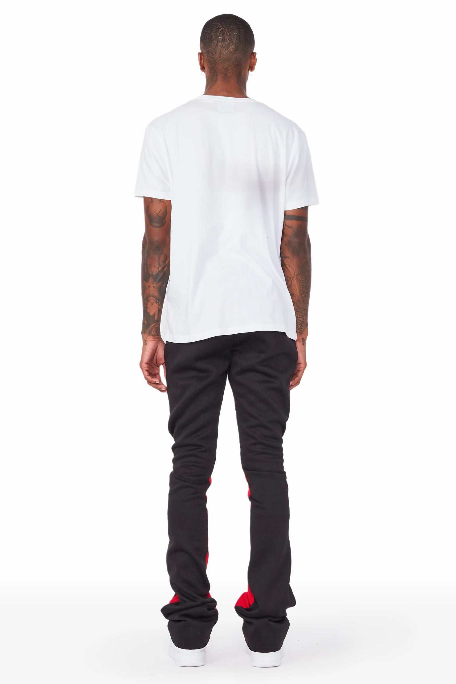 Everest Black Stacked Flare Track Pant