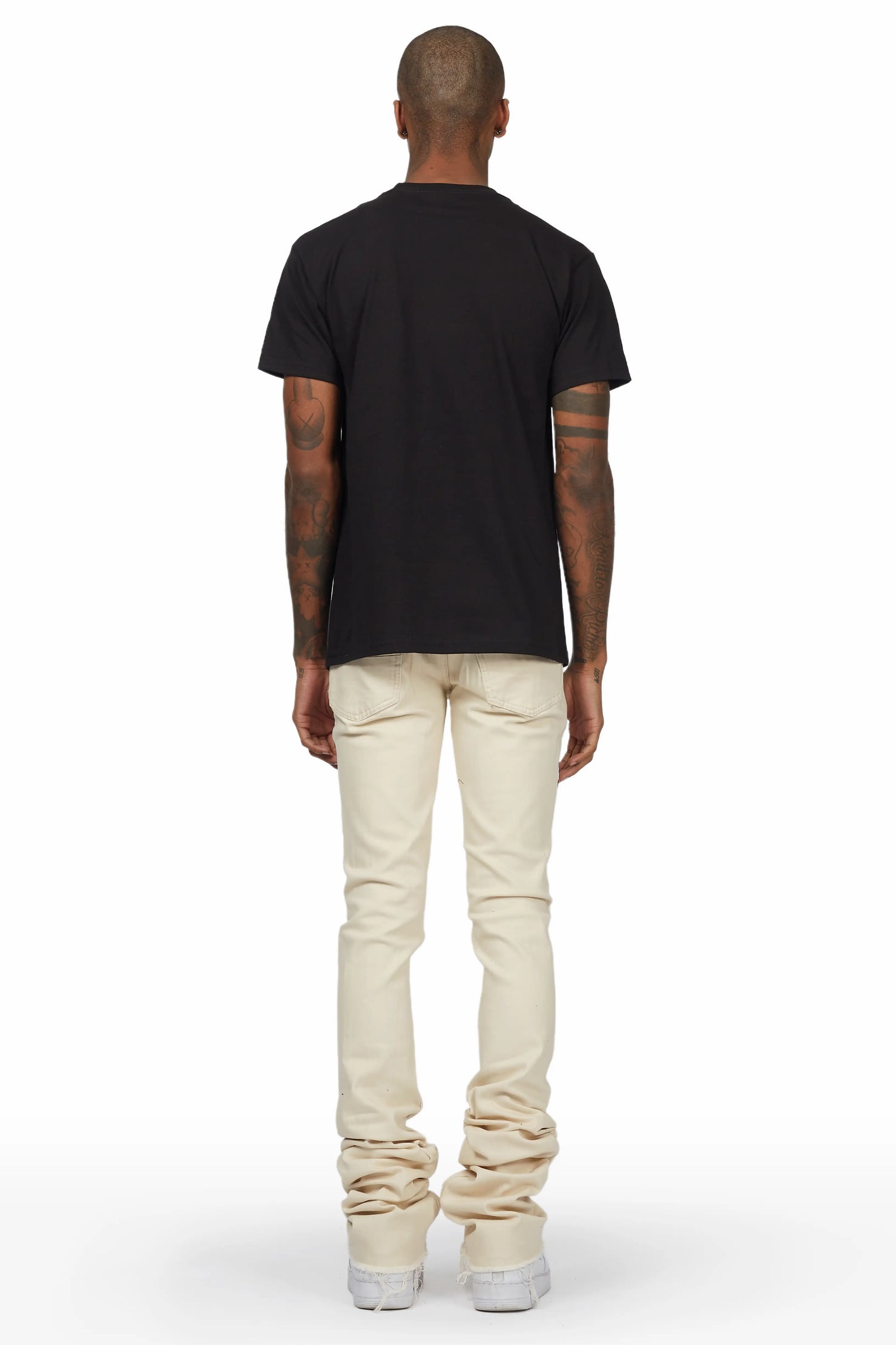 Mart Beige Painter Super Stacked Flare Jean