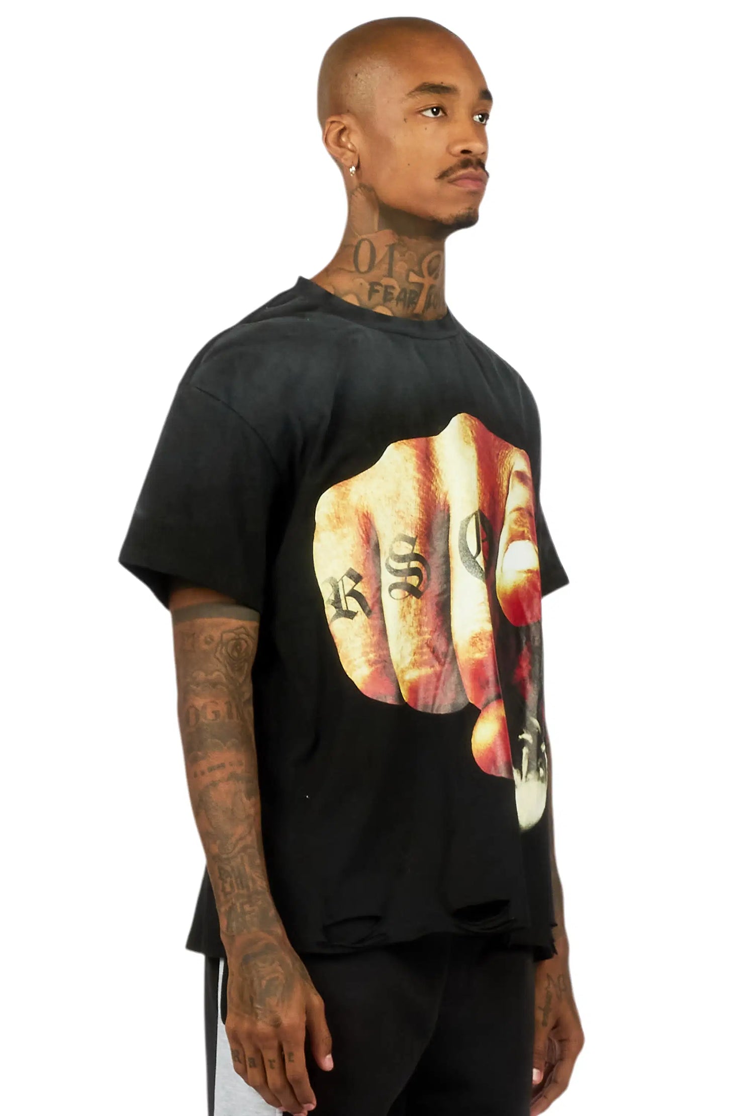 Xayon Black Oversized Graphic T-Shirt