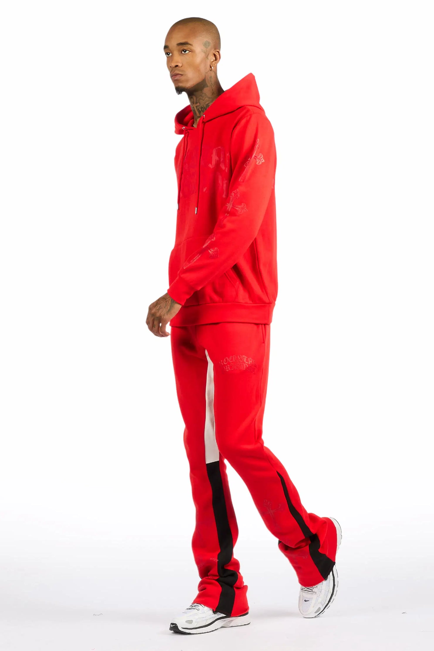 Michael Red Hoodie/Stacked Flare Track Set