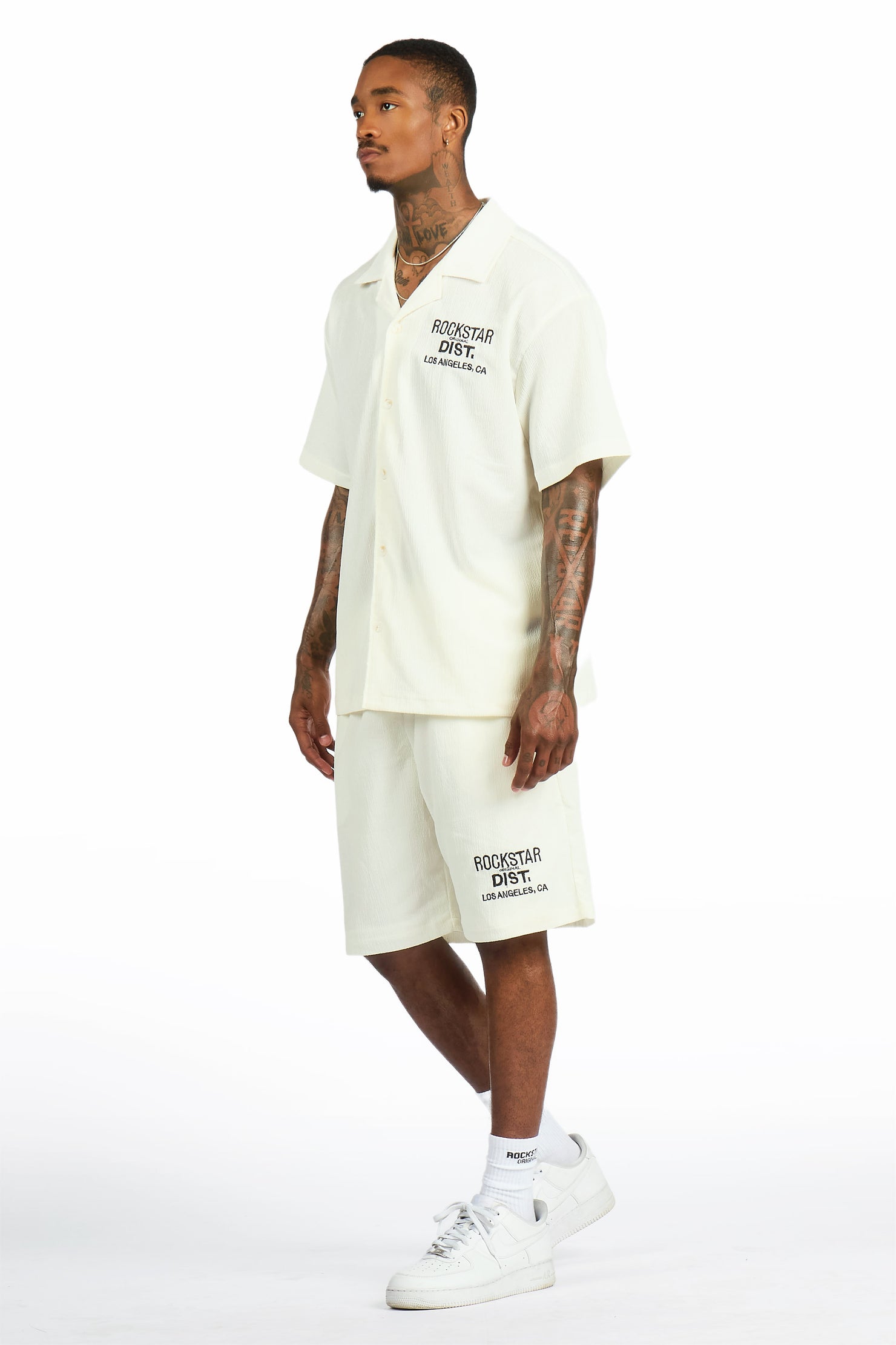 Kason Cream Button Down Shirt/Short Set