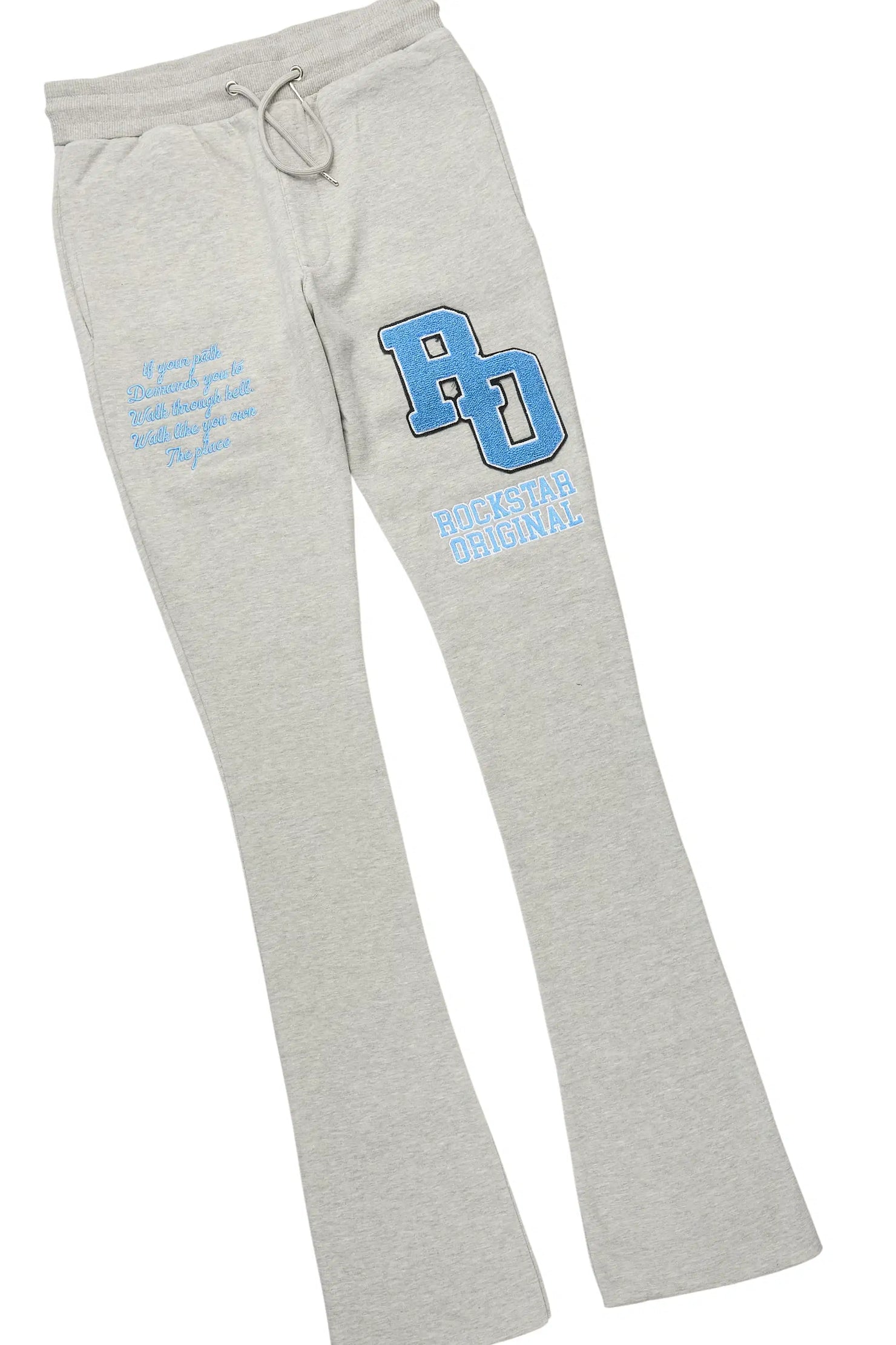 Leslaw Heather Grey Zip Up Hoodie Stacked Track Set