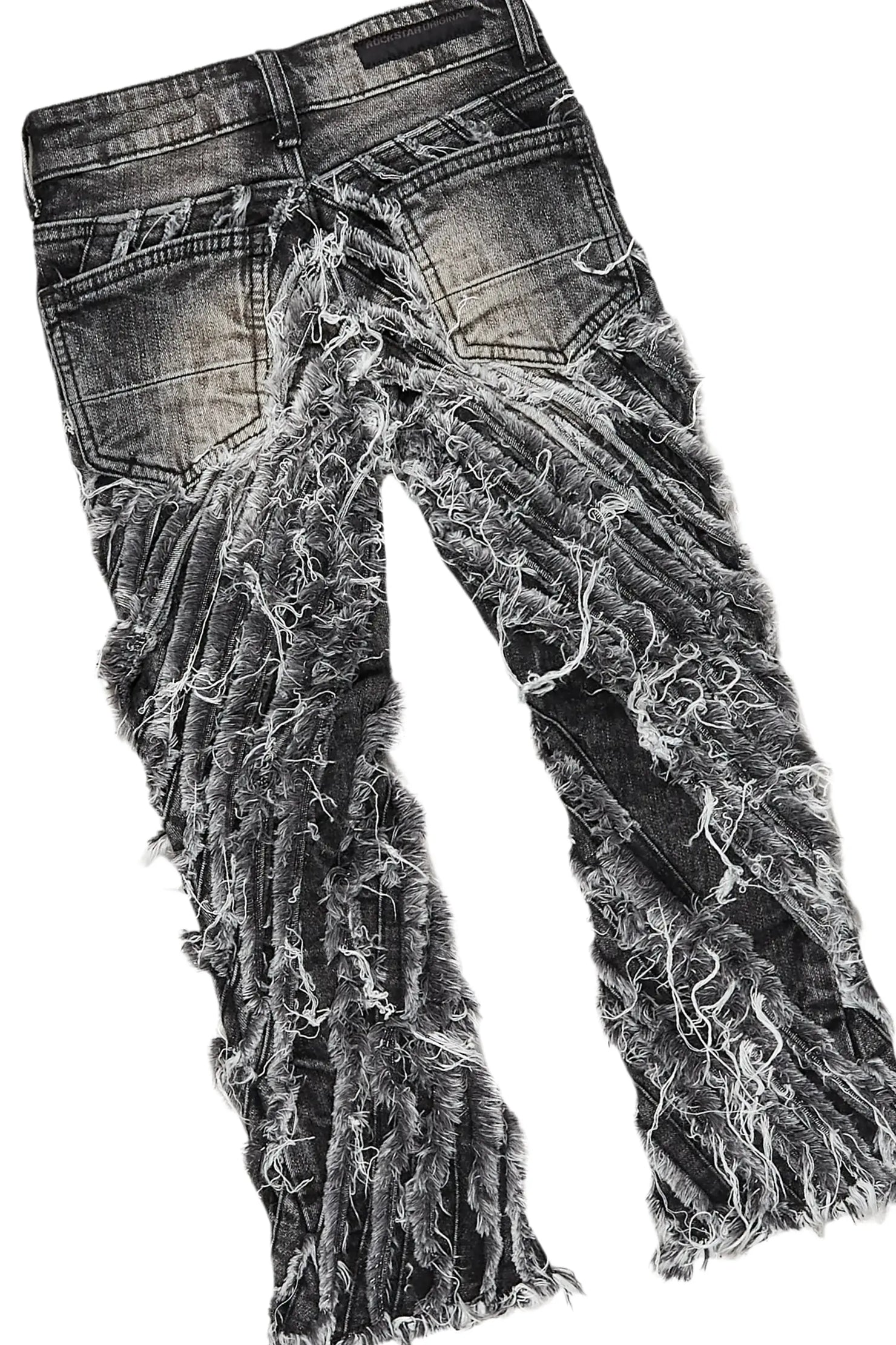 Girls Pellie Black T-Shirt/Stacked Flare Jean Set