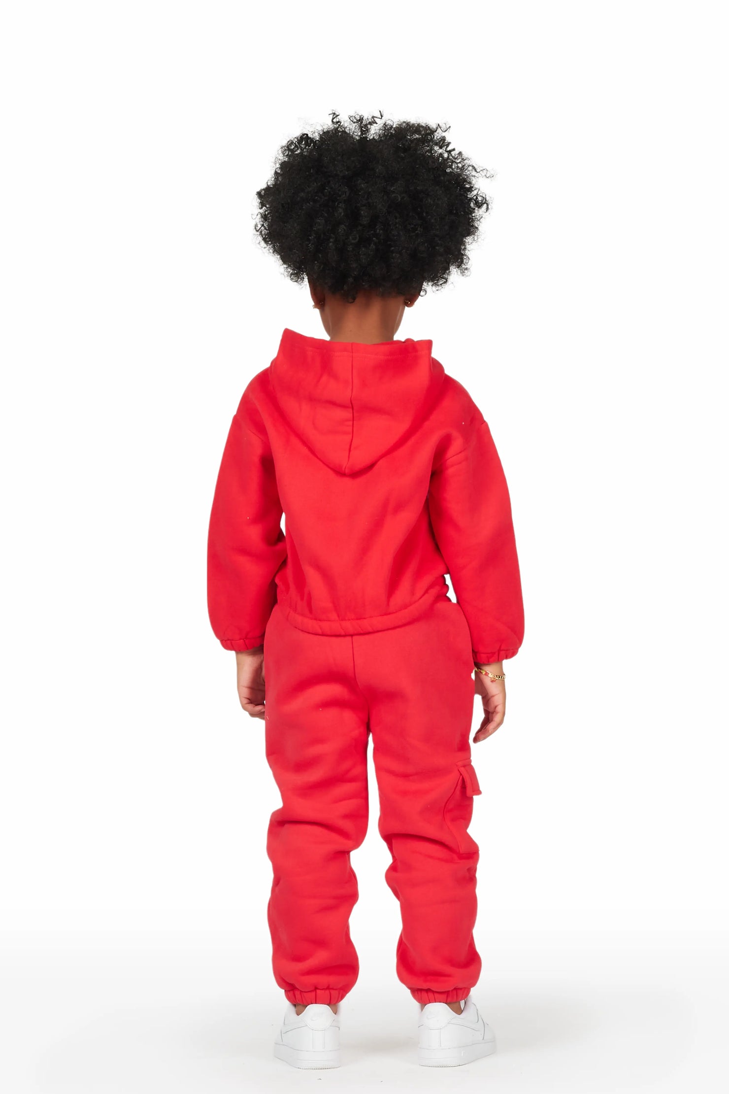 Girls Nevaeh Red Zip Up Hoodie Pant Set
