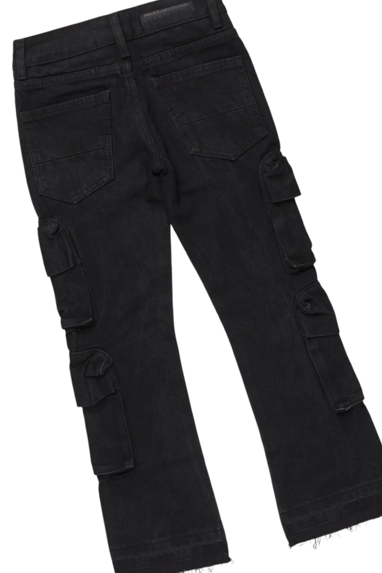 Boys Riven Grey/Black Hoodie/Stack Flare Jean Set