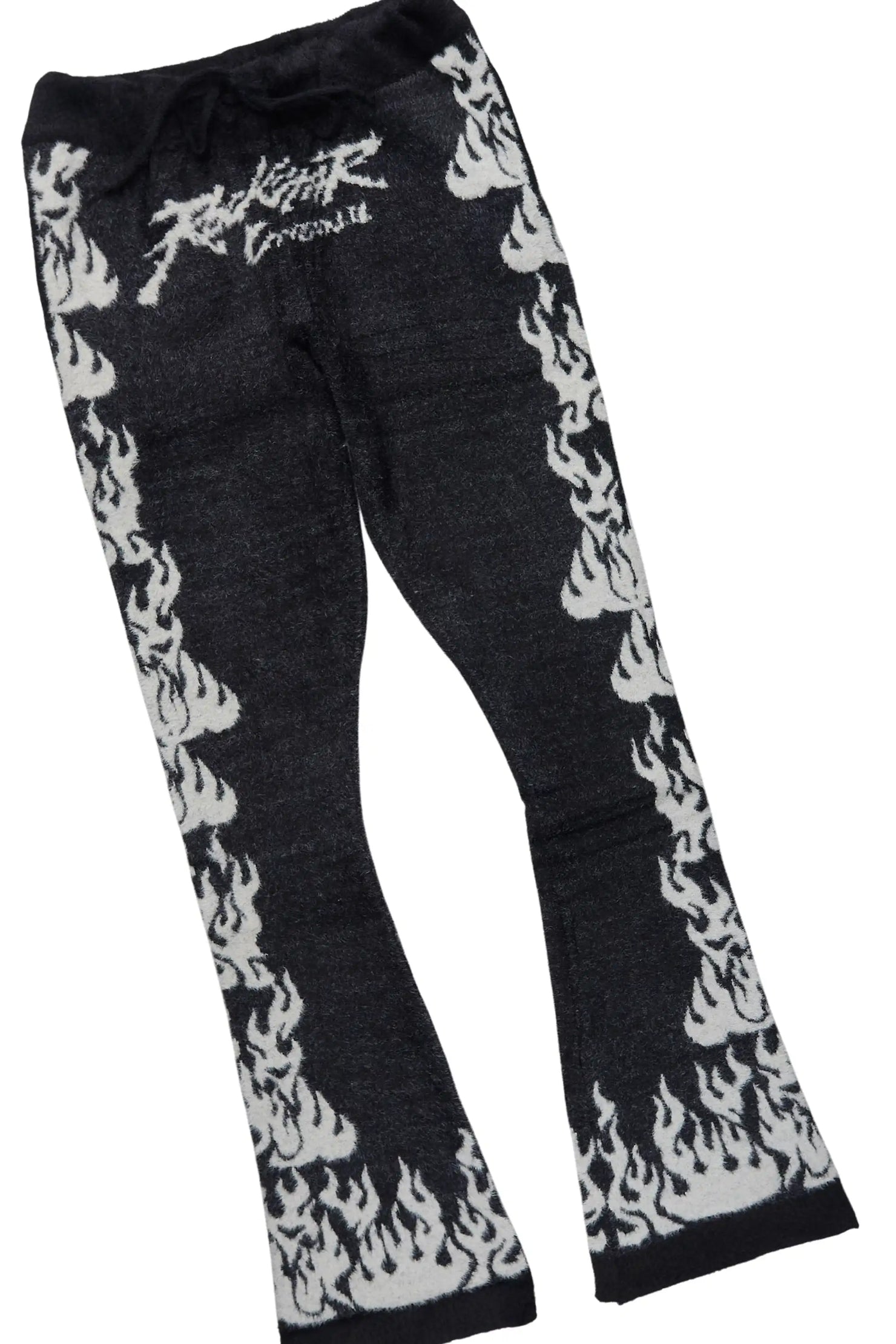 Yash Black Hoodie Stacked Flare Track Set