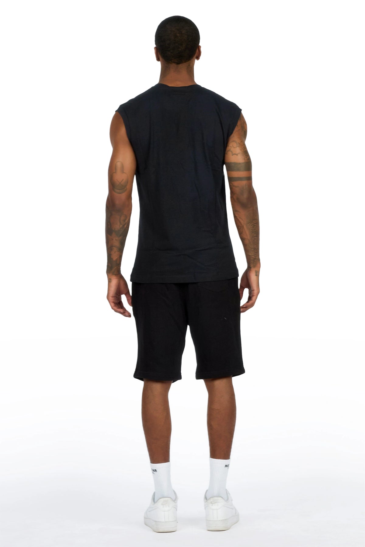 Edel Black Cut Sleeve T-Shirt Short Set