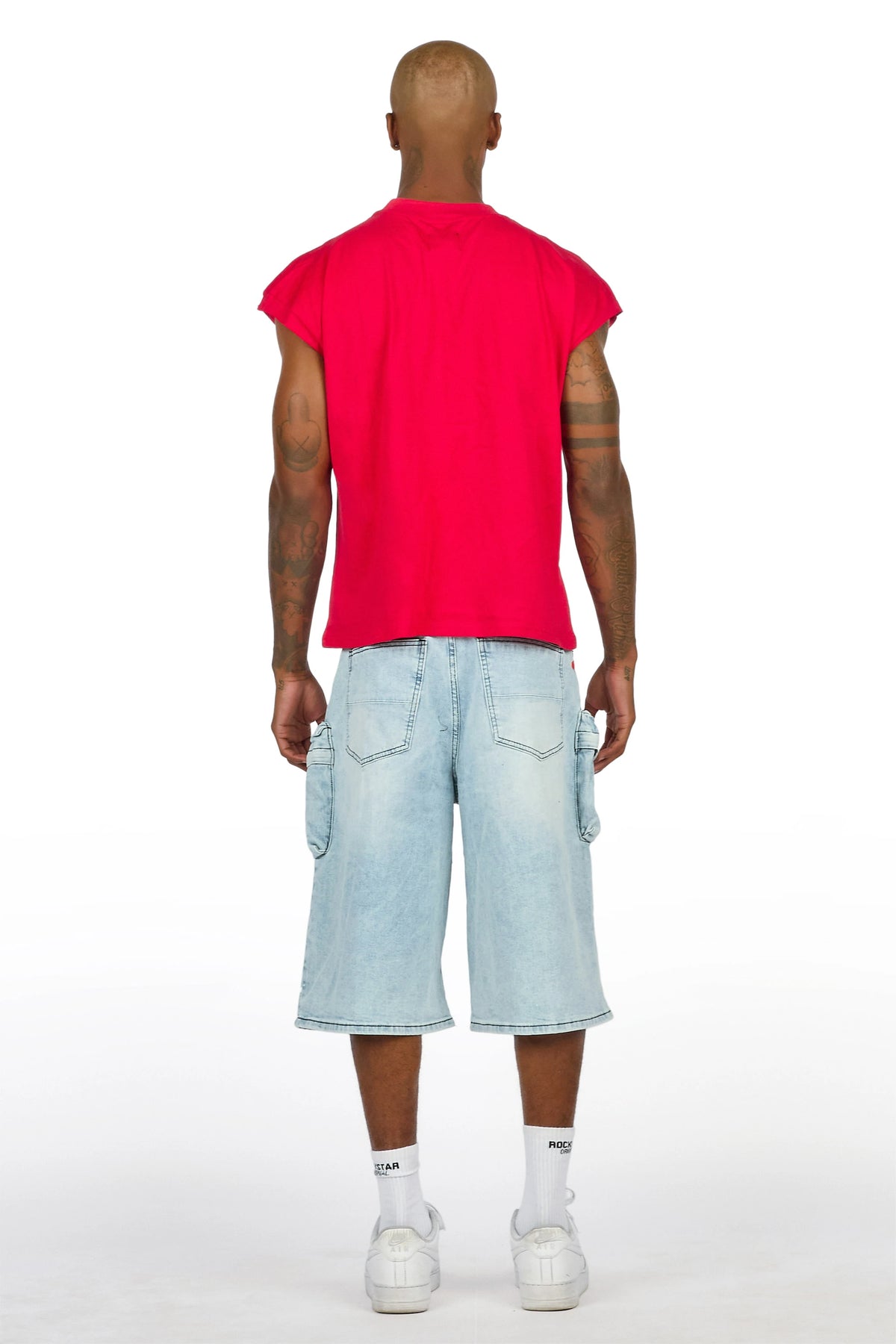 Saxon Blue Graphic Cut Sleeve T-Shirt Denim Short Set