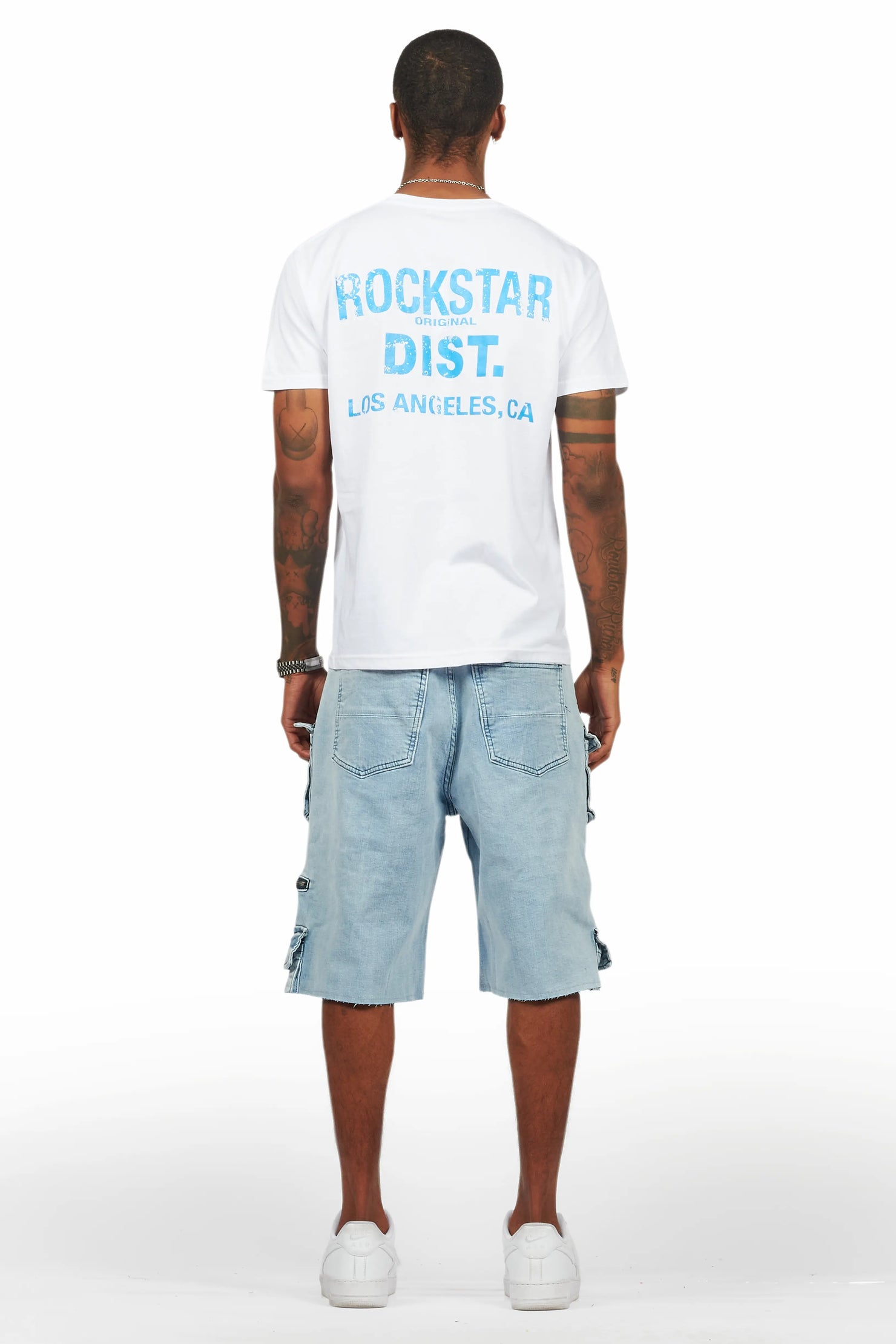 Lake White/Blue T-Shirt/Denim Short Set