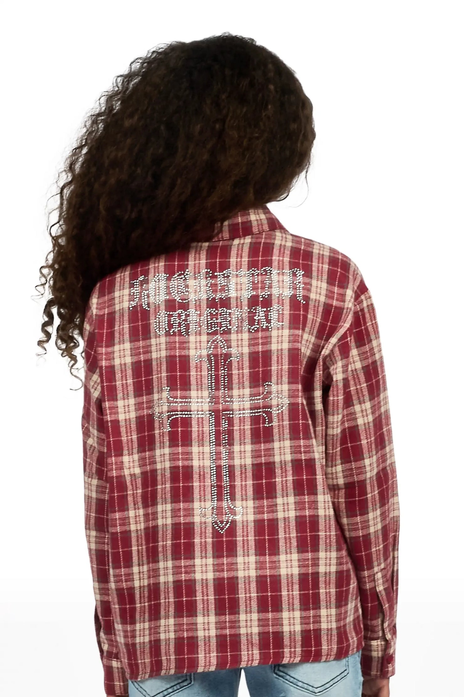 Girls Poldi Red Rhinestone Flannel Shirt
