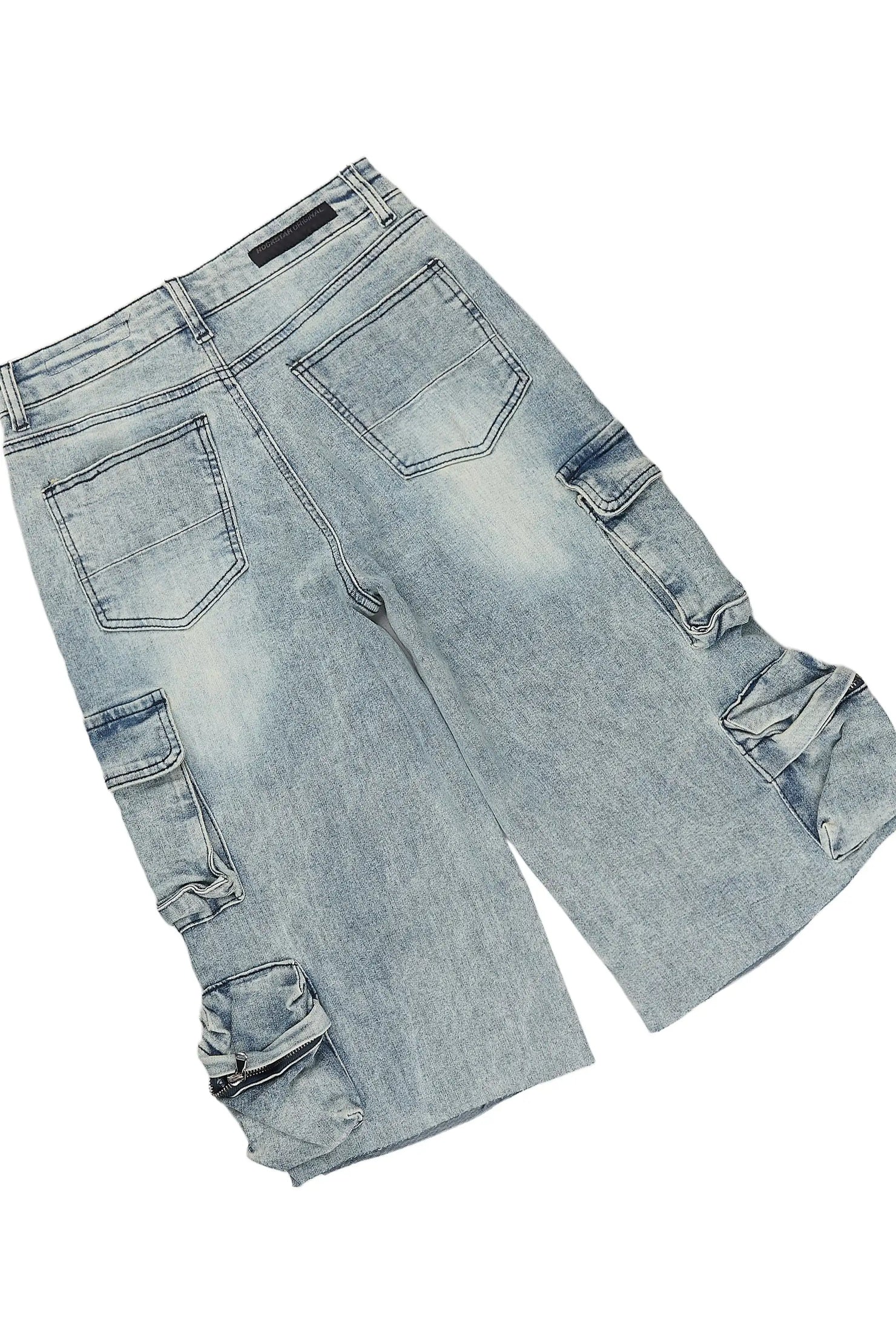 Boys Ebbe White/Blue T-Shirt Denim Short Set