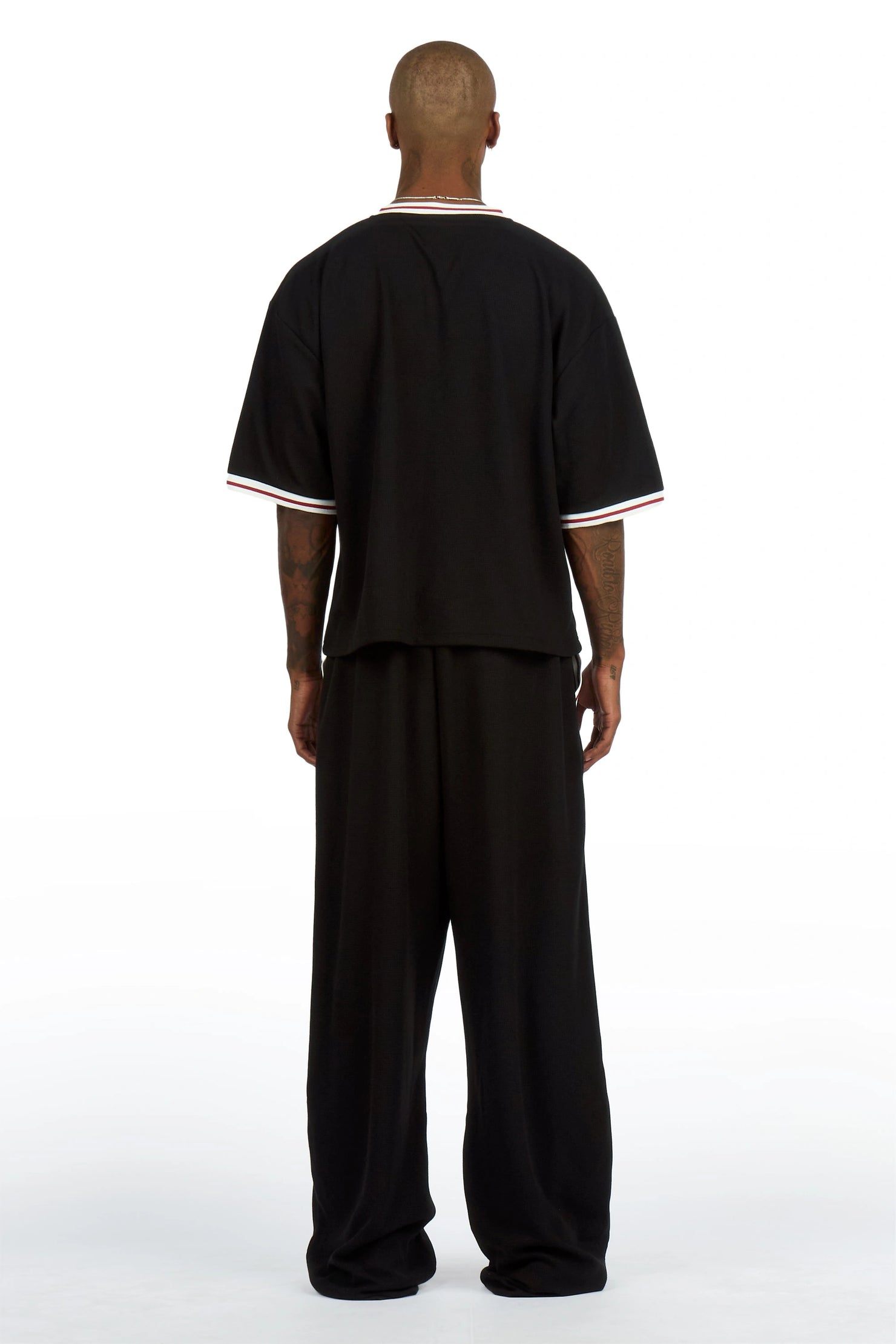 Ezel Black Crop Boxy Tee/Barrel Fit Track Set