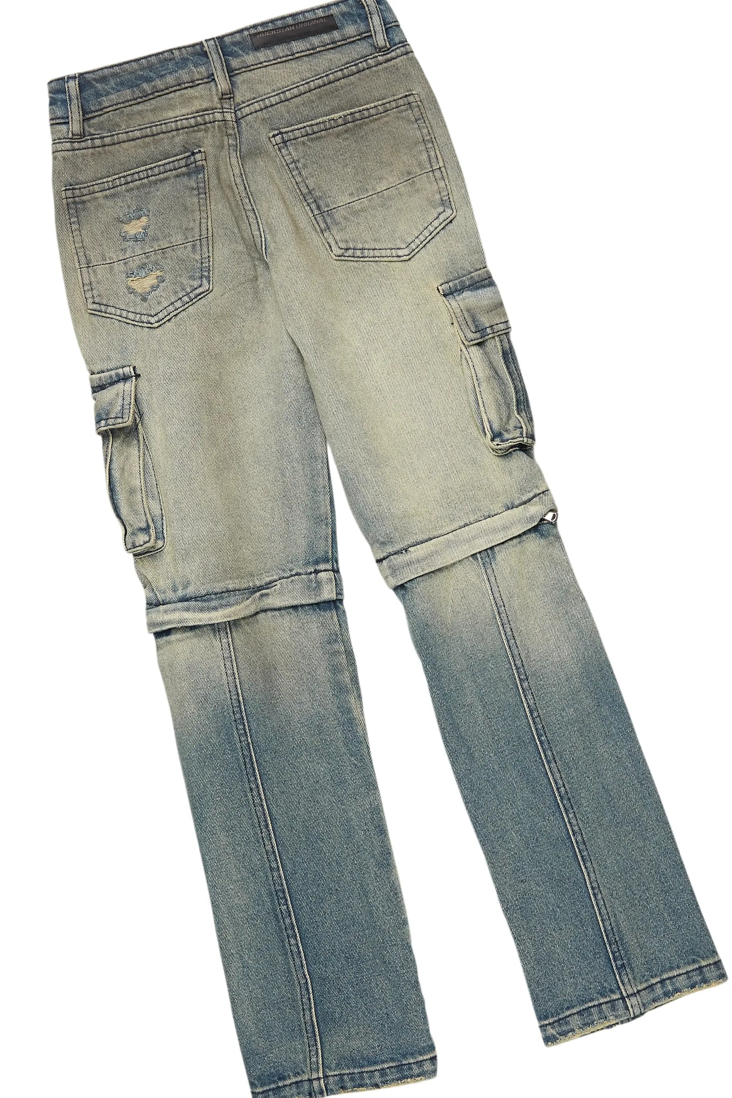 Boys Hayes Beige Hoodie/Stacked Flare Jean Set