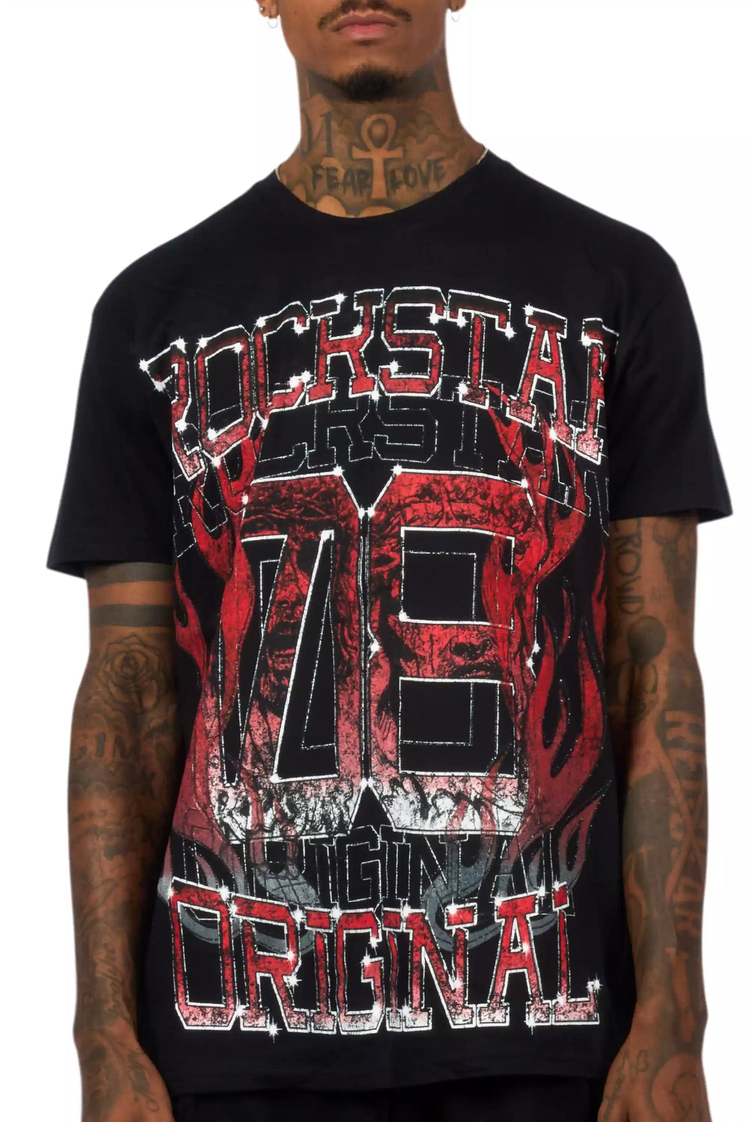 Veyene Black/Red Oversized Graphic T-Shirt