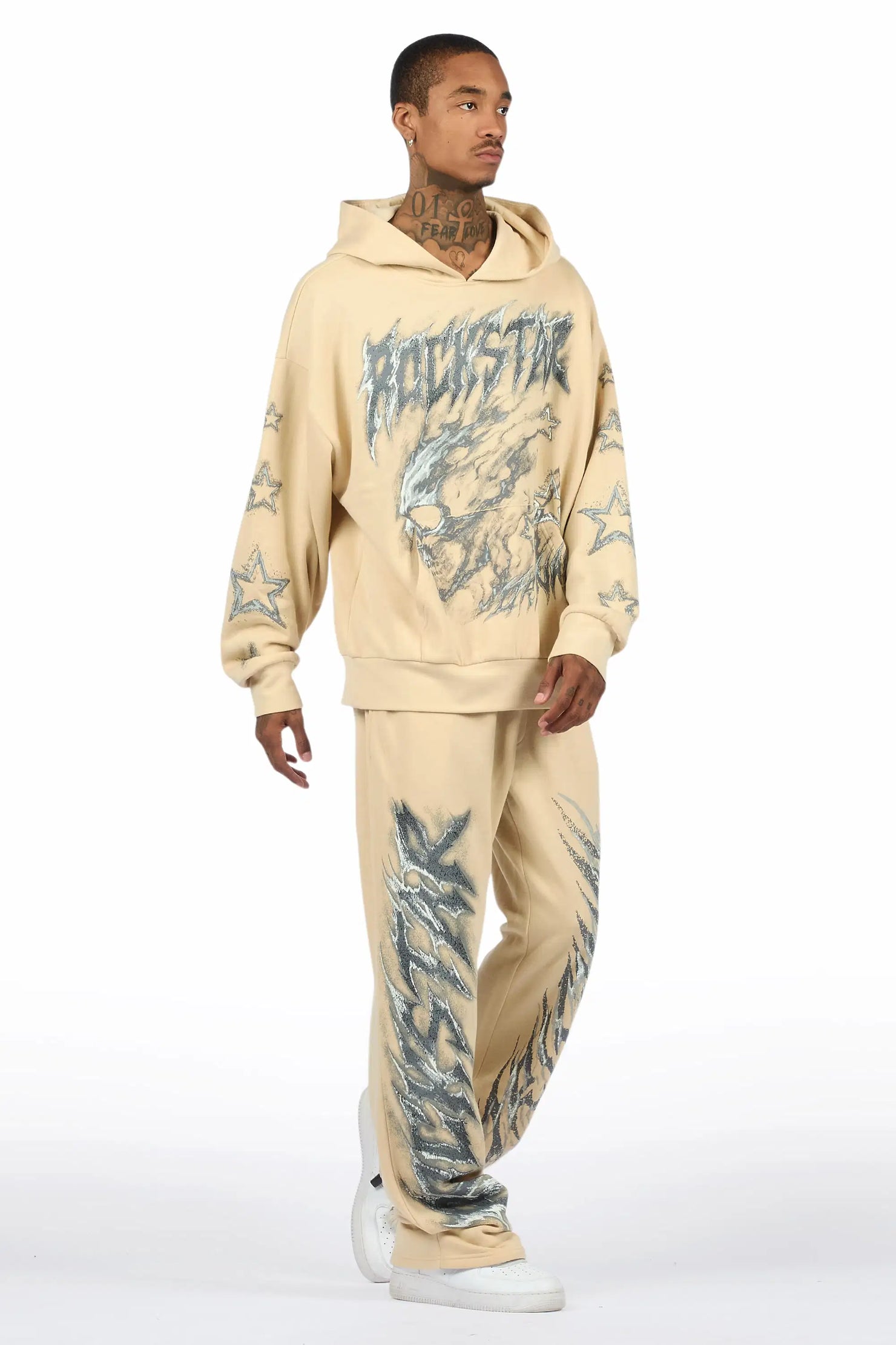 Jantra Beige Hoodie/Baggy Pant Track Set