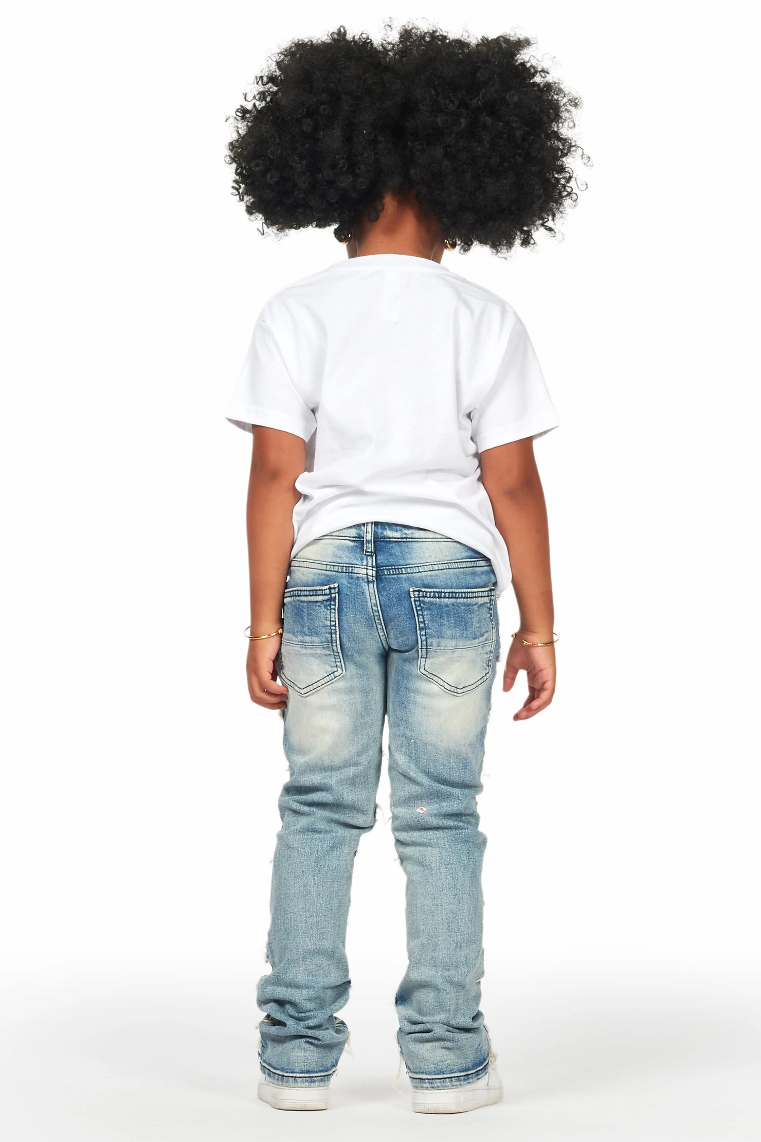 Girls Wells Tint Stacked Flare Frayed Jean