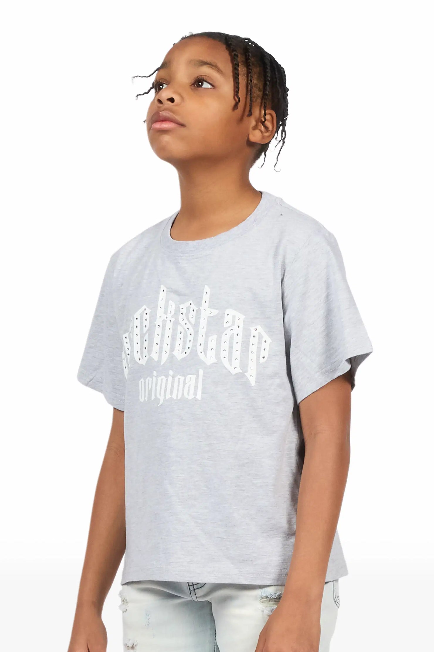 Boys Sherriso Heather Grey Rhinestone T-Shirt
