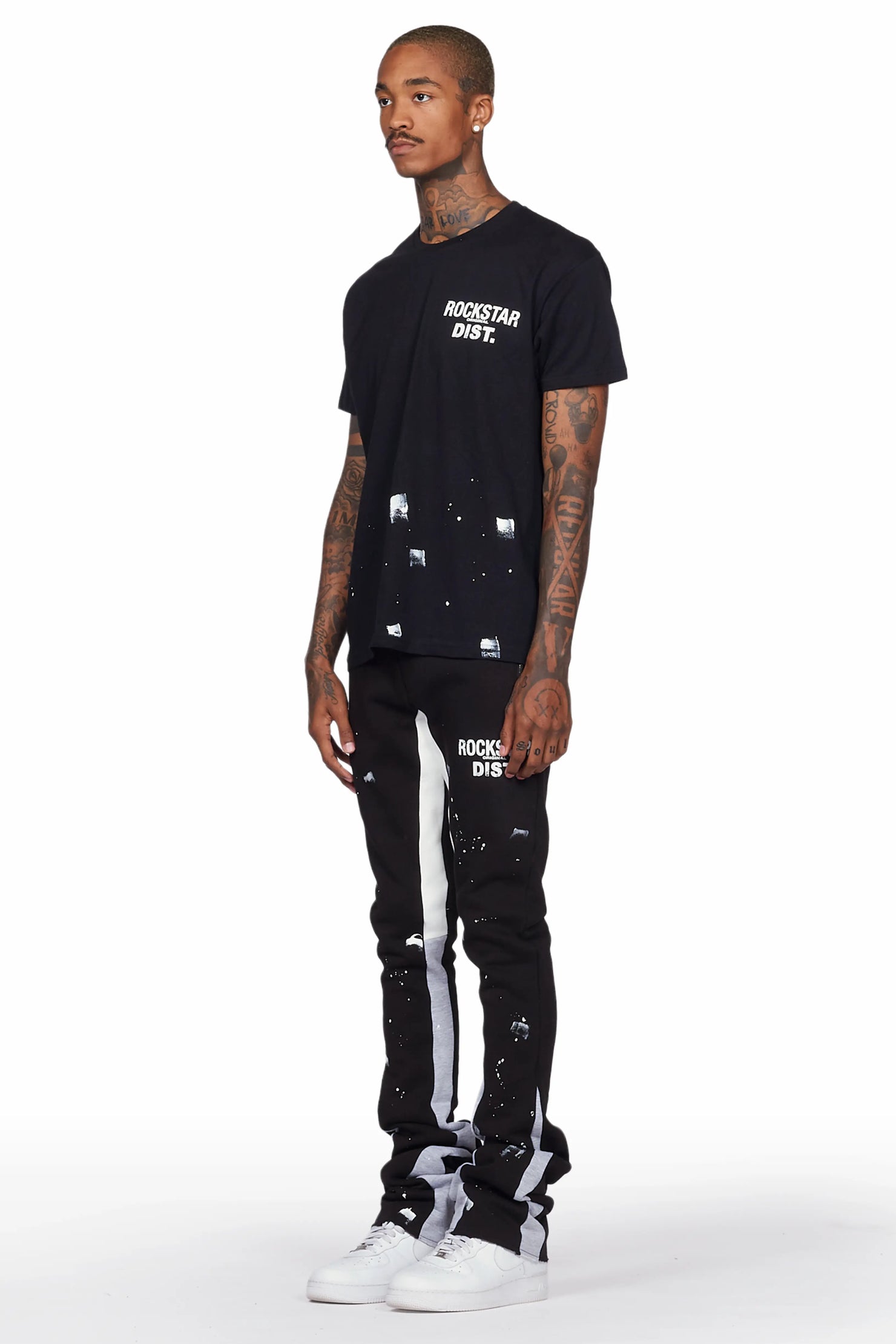Raffer Black T-Shirt Super Stacked Flare Track Set