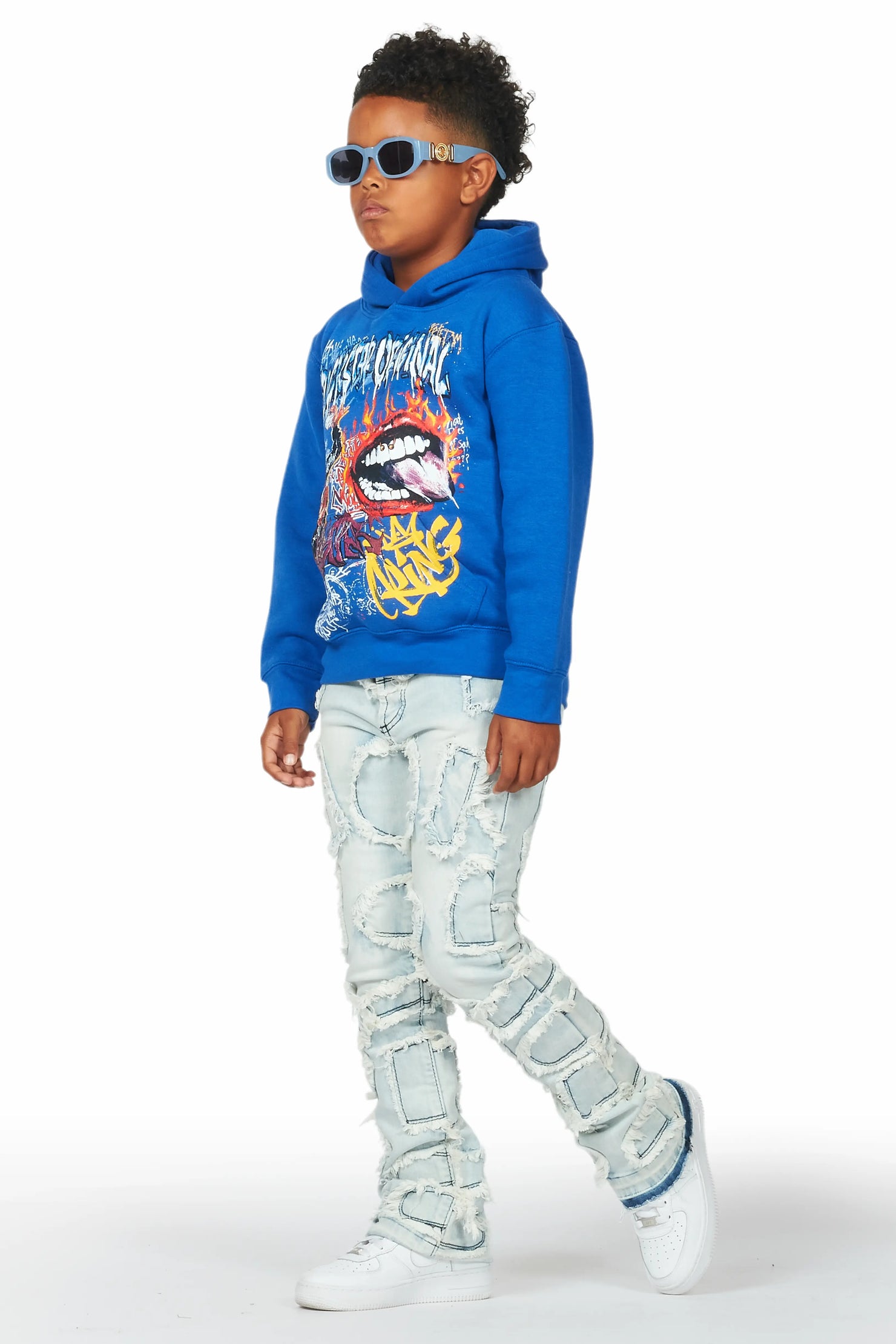 Boys Arturo Light Blue Stacked Flare Jean