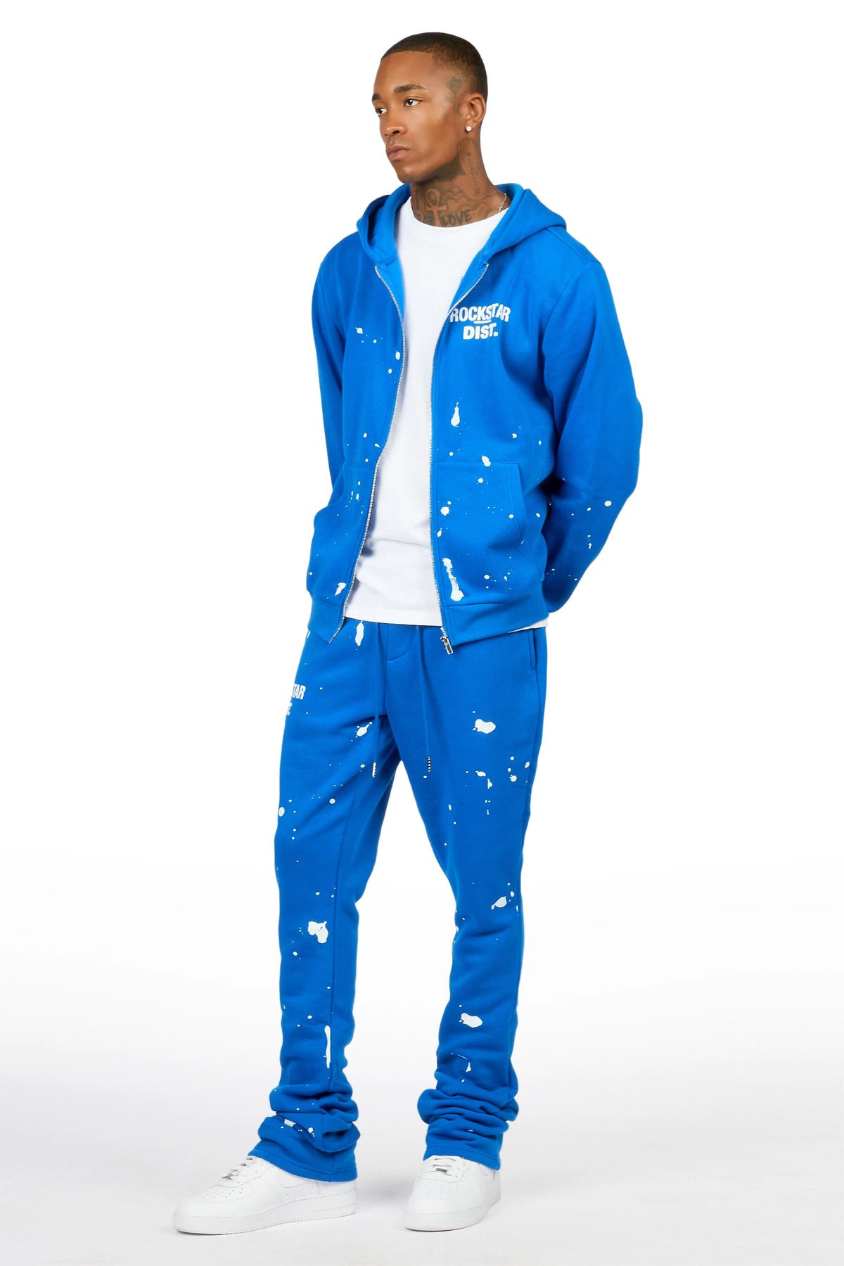 Zip Up Royal Raffer Hoodie/Stacked Track Set
