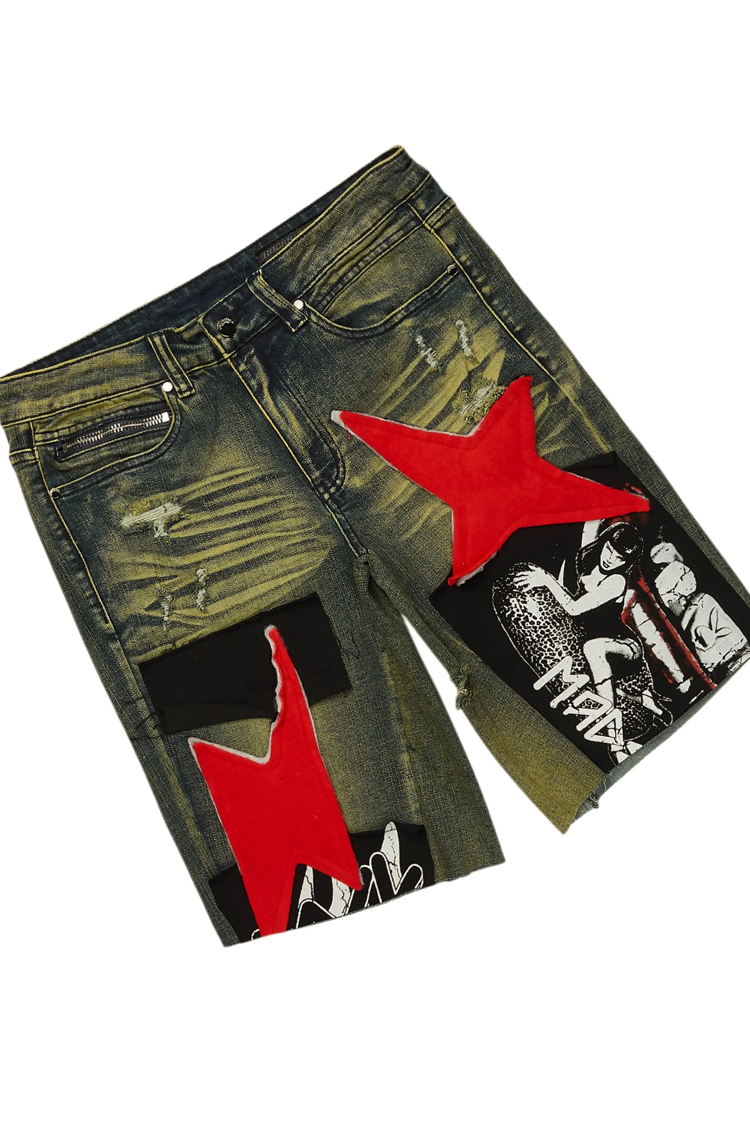 Akos Black/Red Tint T-Shirt/Denim Short Set