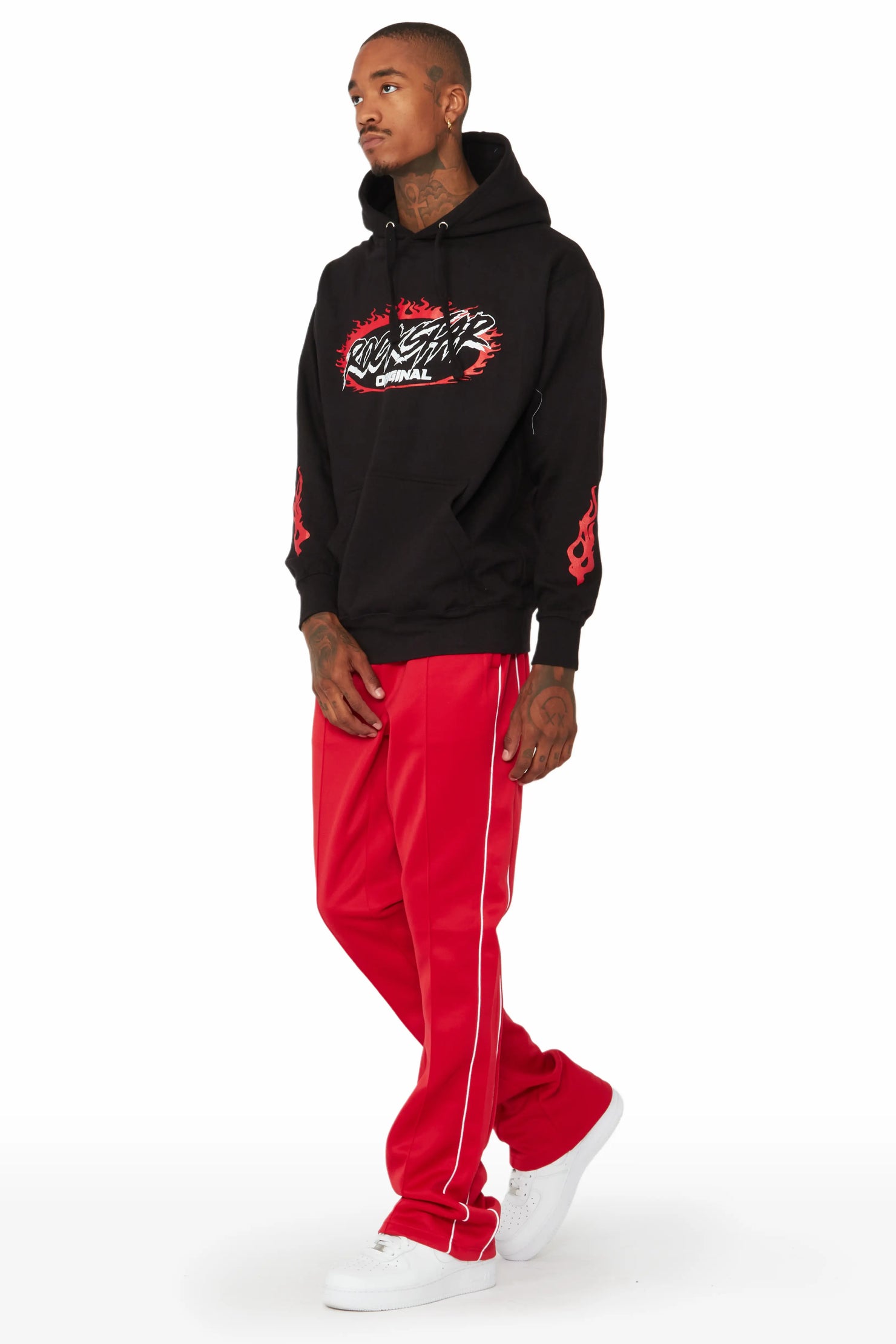 Draven Black/Red Graphic Hoodie Track Set