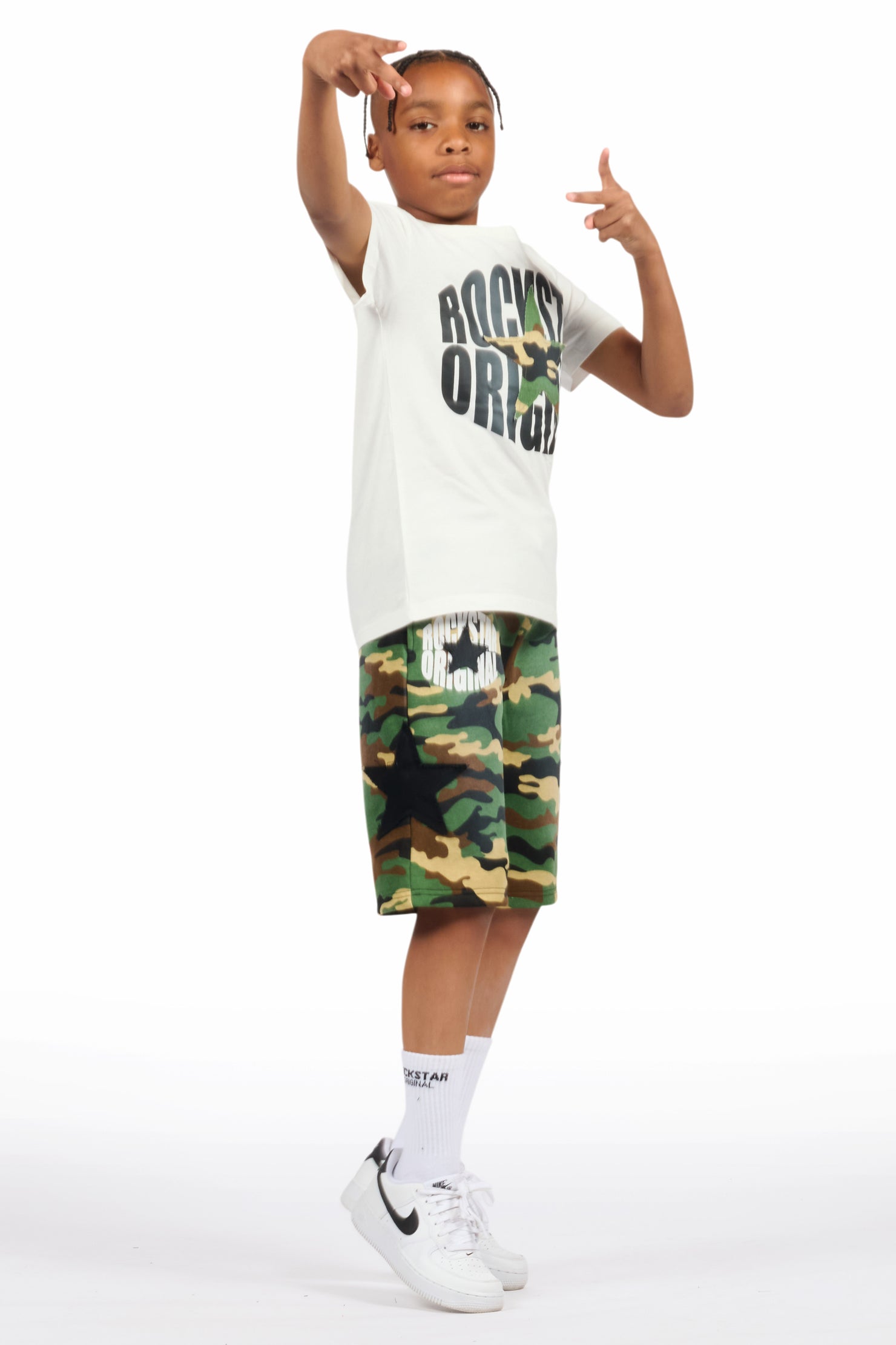 Boys Sarge White/Camo T-Shirt/Short Set
