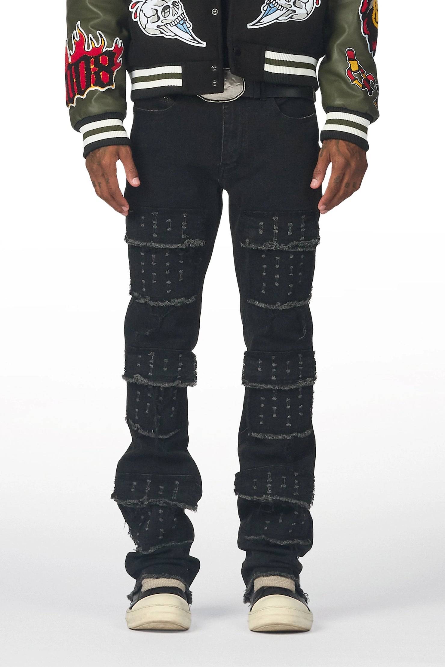 Dezso Black Stacked Flare Jean