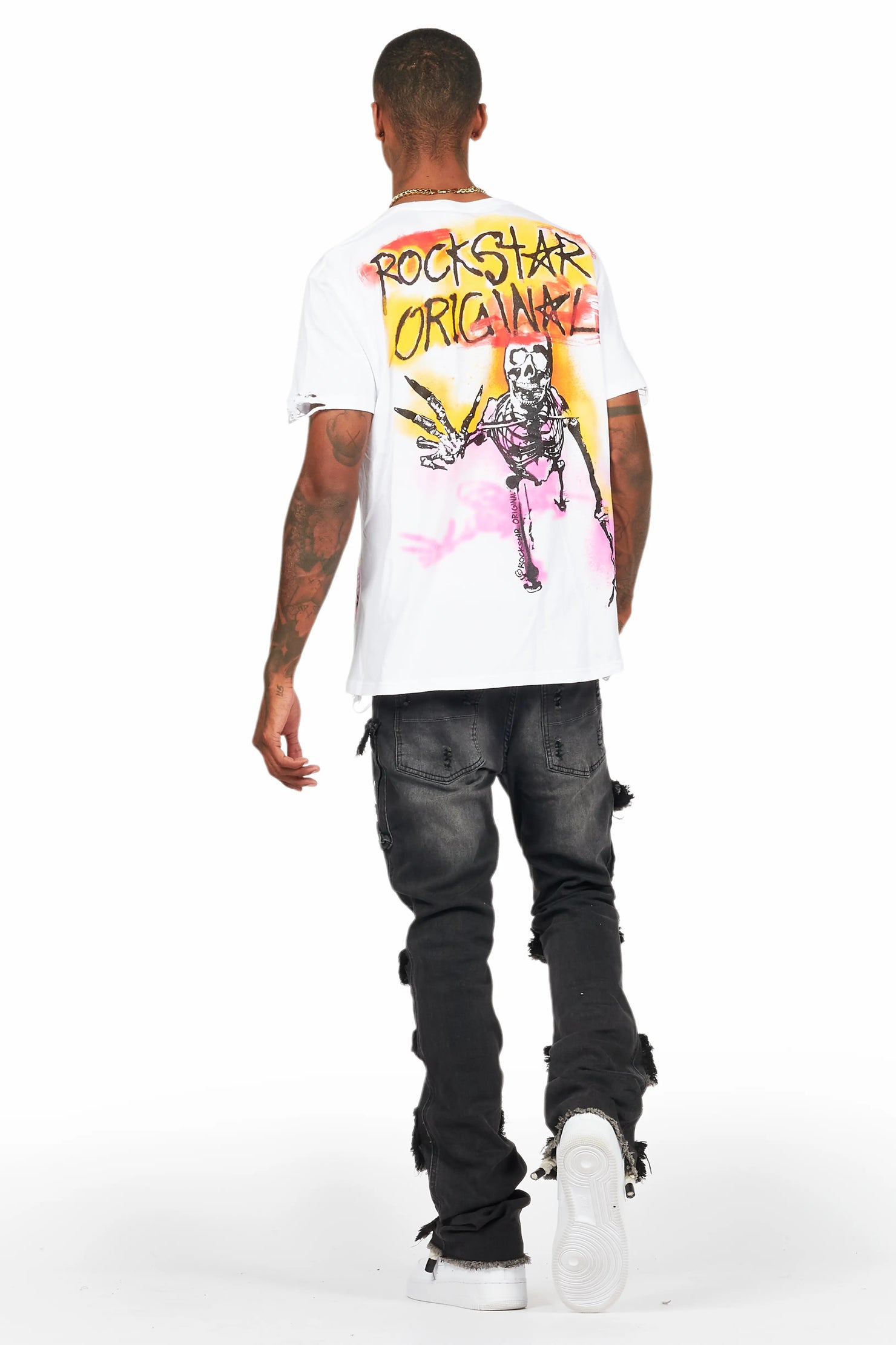 Orien Black Painter Stacked Flare Jean