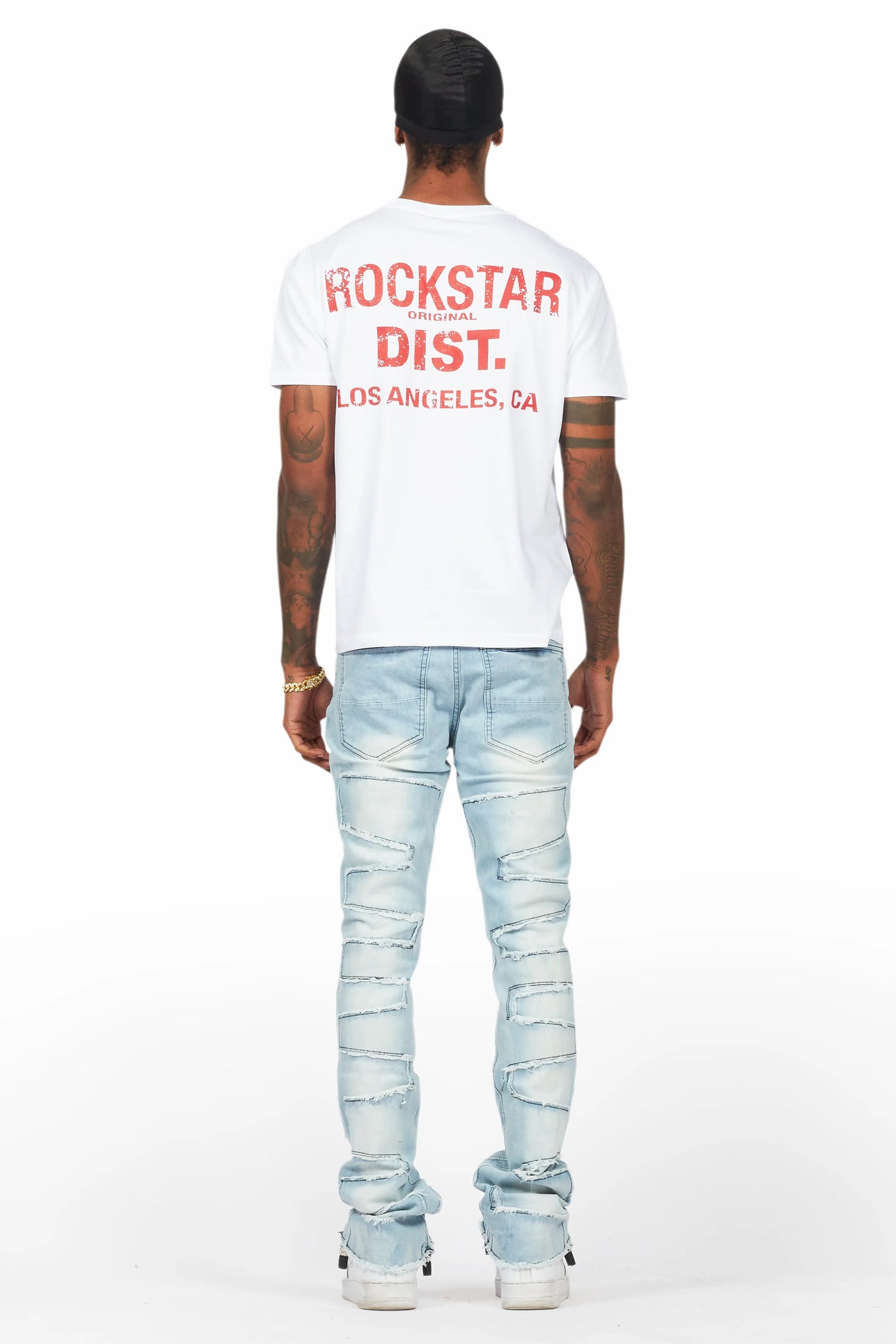 Lake White/Red T-Shirt & Shake Stacked Flare Jean Bundle