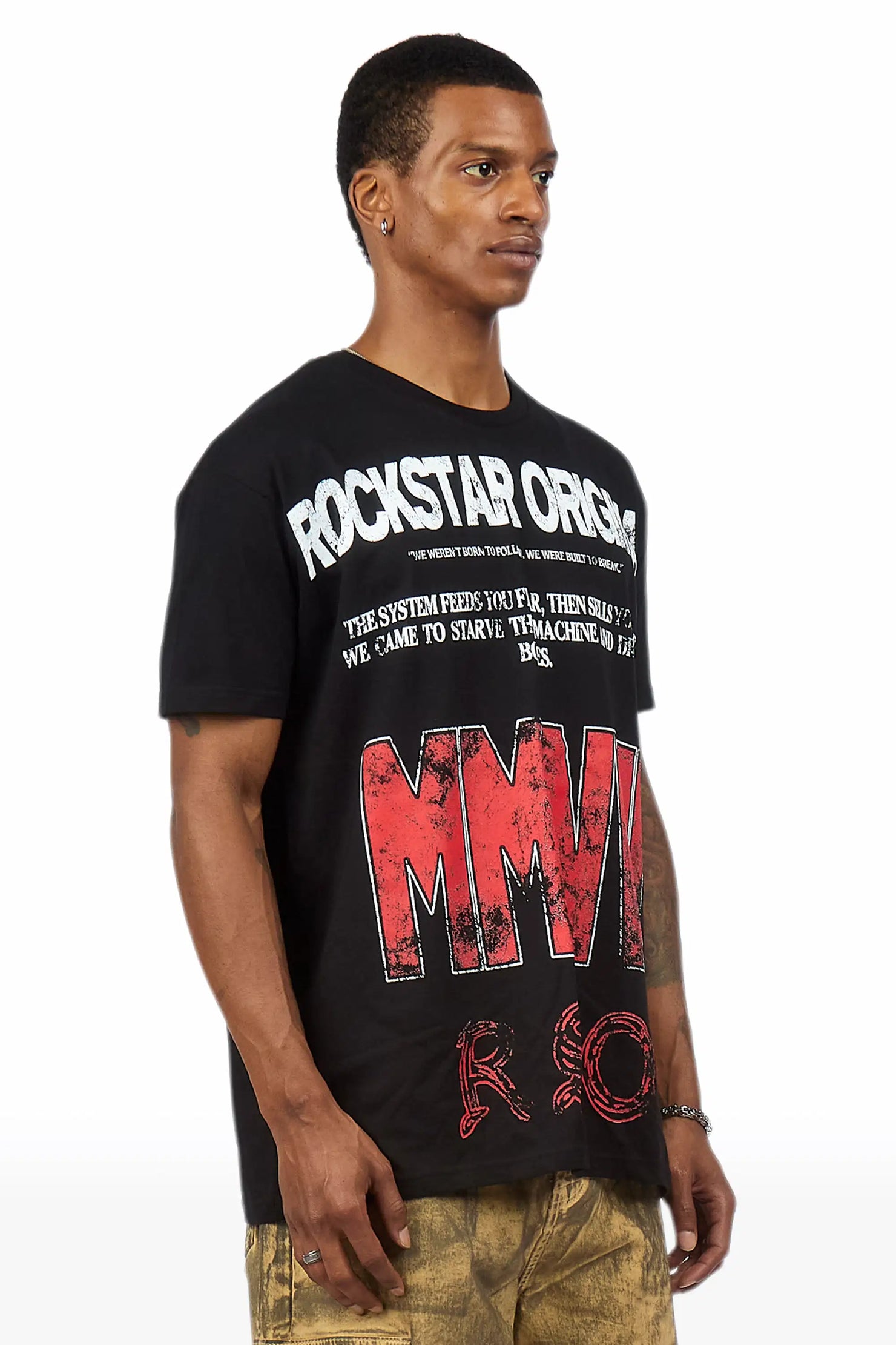 Caezor Black Oversized Graphic T-Shirt
