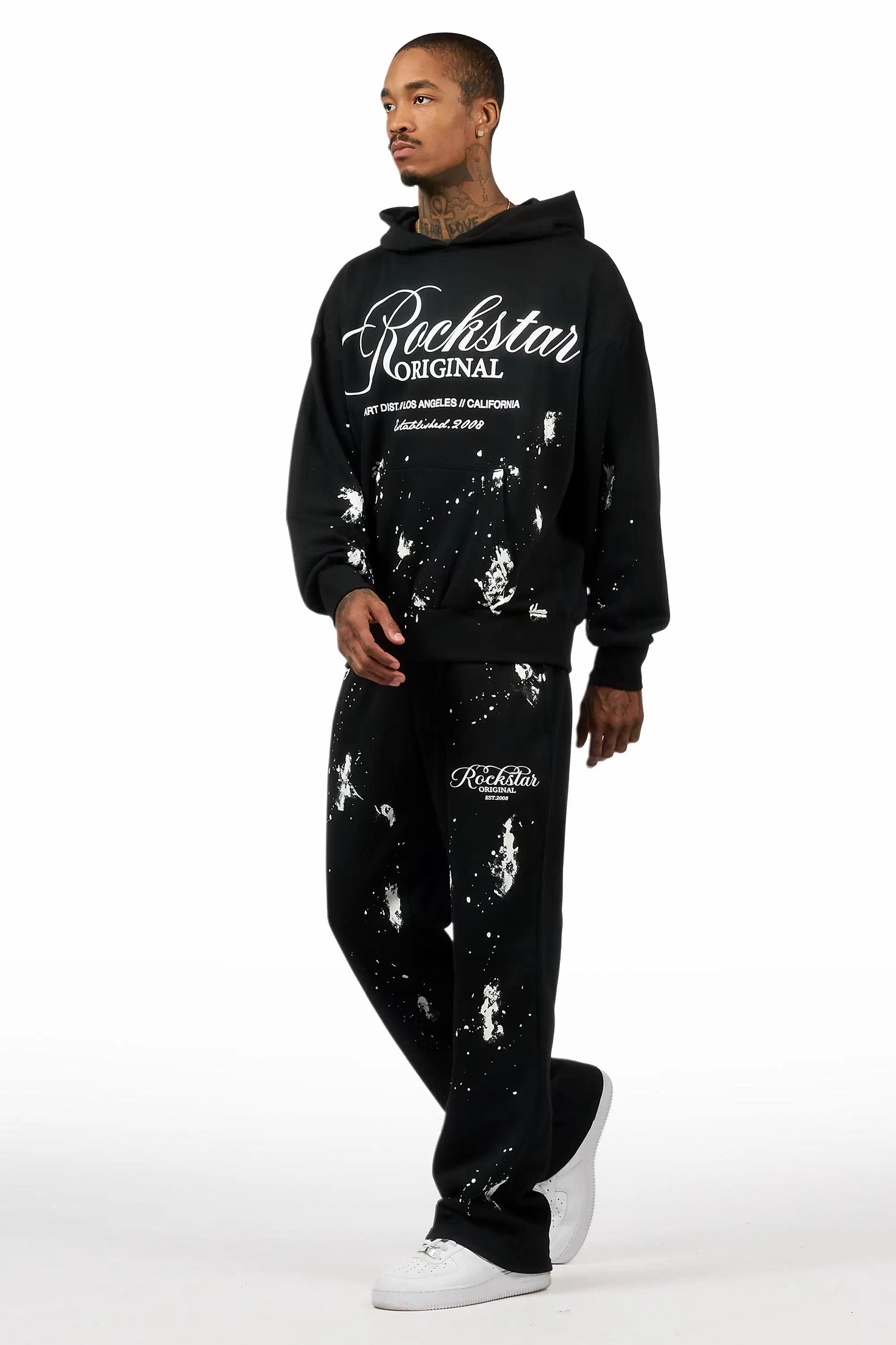 Cero Black/White Hoodie Relaxed Track Set