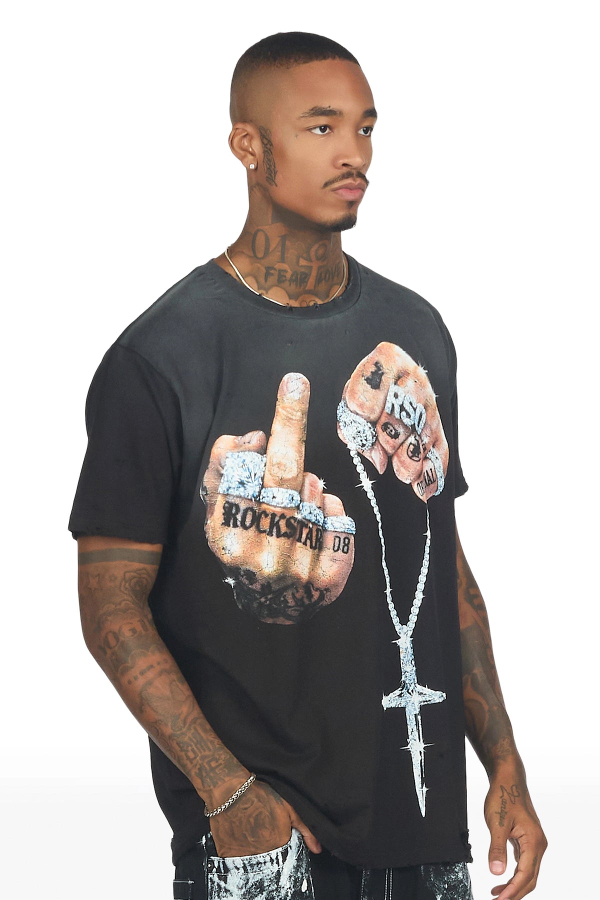 Dodson Black Oversized Graphic T-Shirt