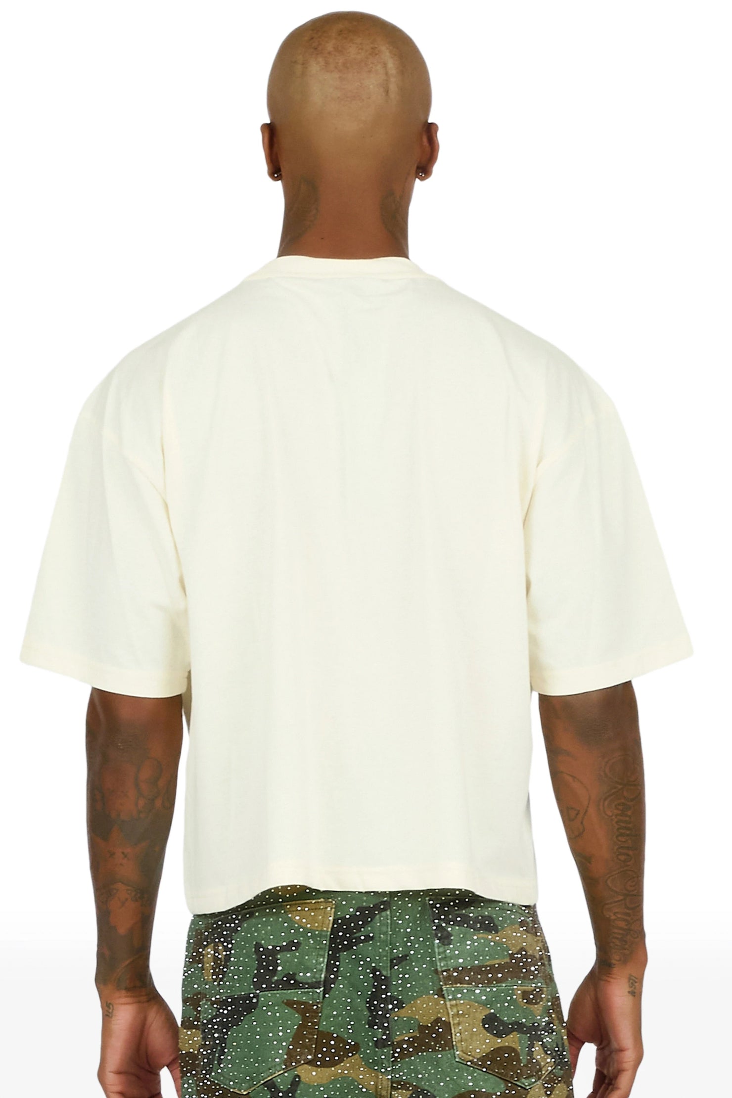 Alas Beige Boxy Crop Tee