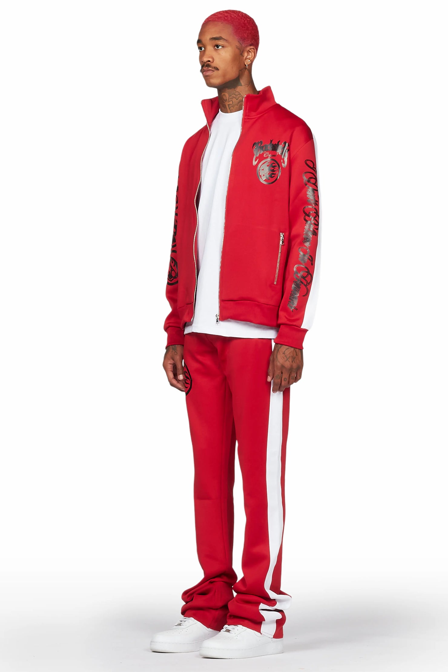 Yarden Red Tricot Super Stacked Flare Track Set