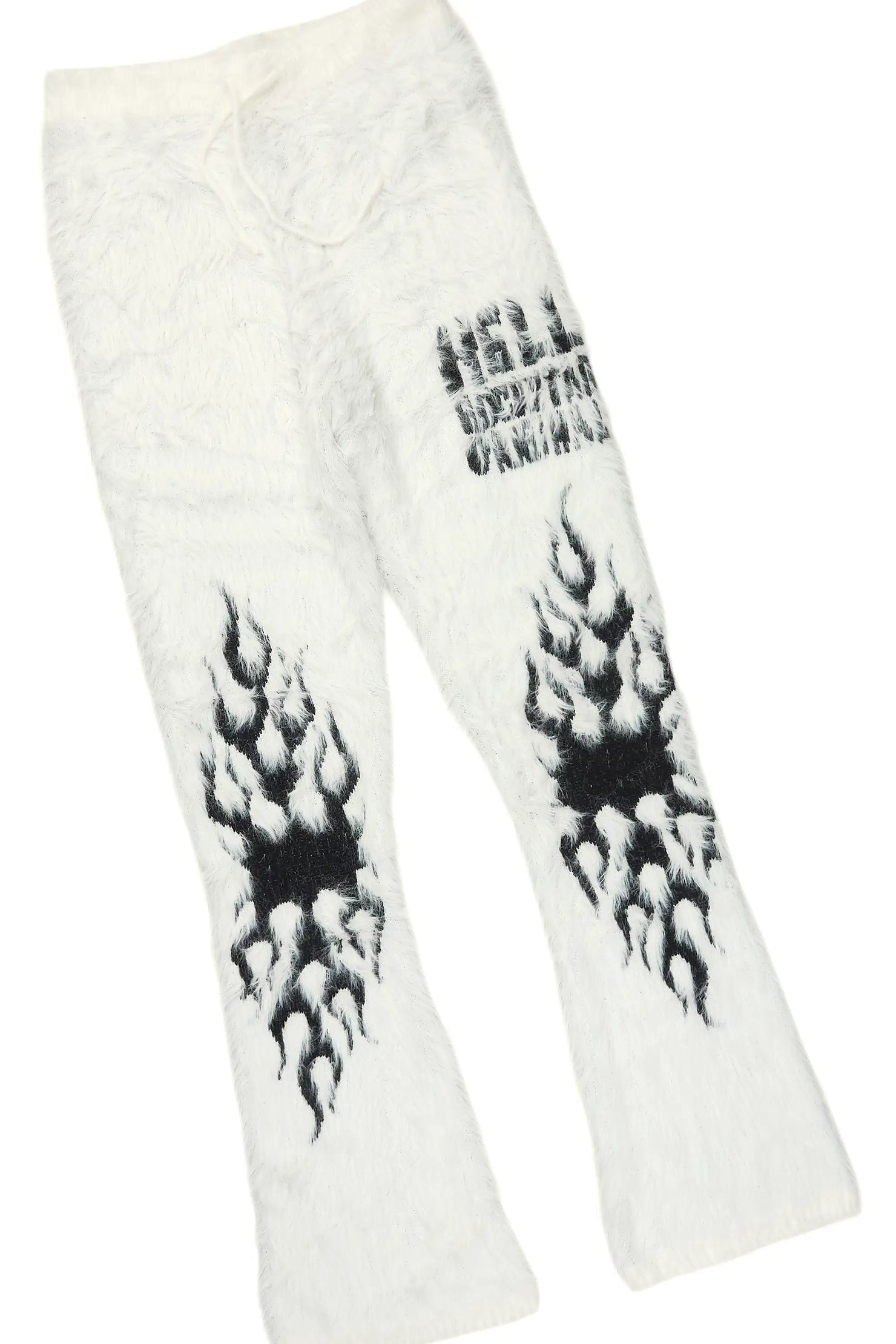 Toshio White Stacked Flare Knitted Mohair Track Set