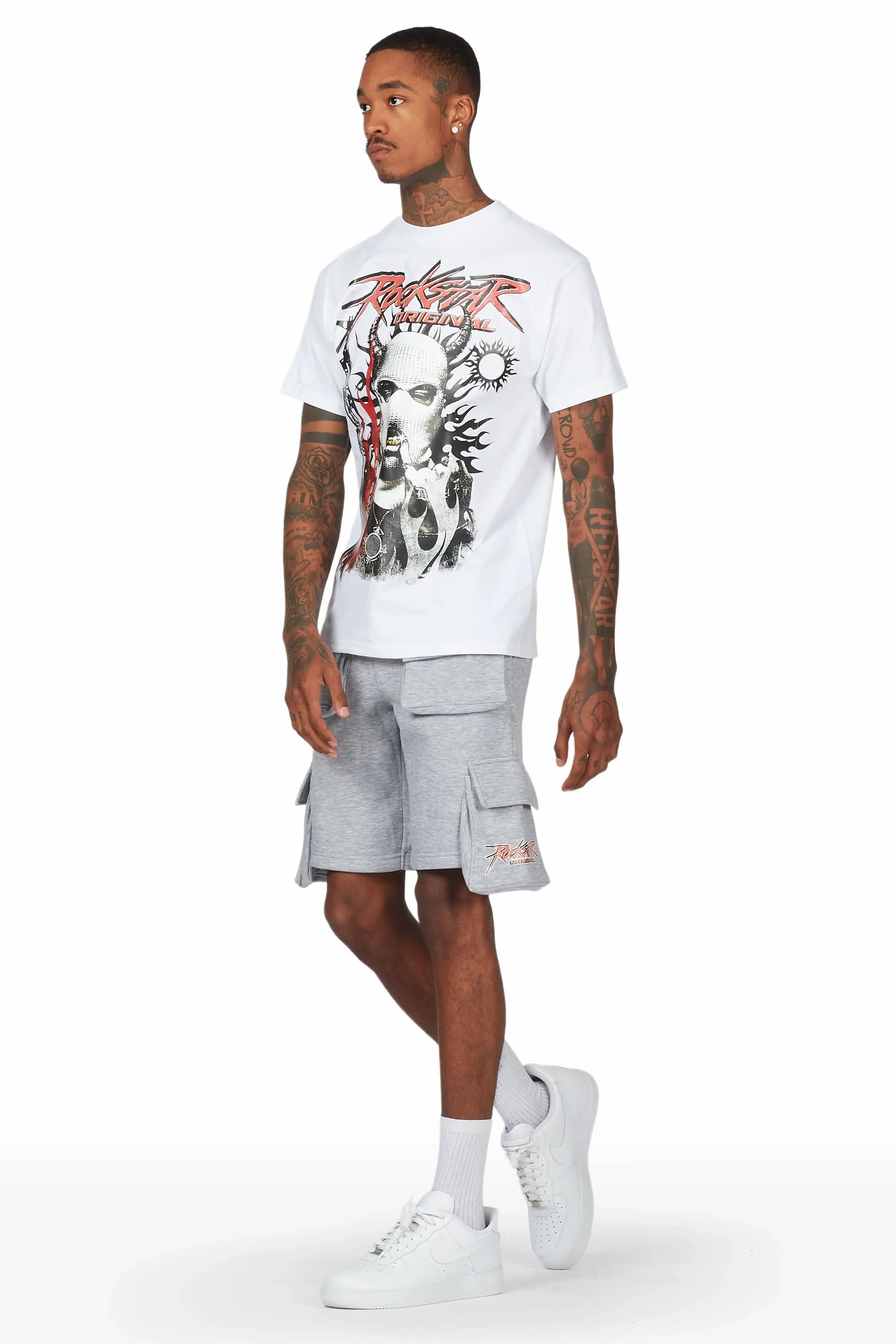 Merci White/Grey T-Shirt Short Set