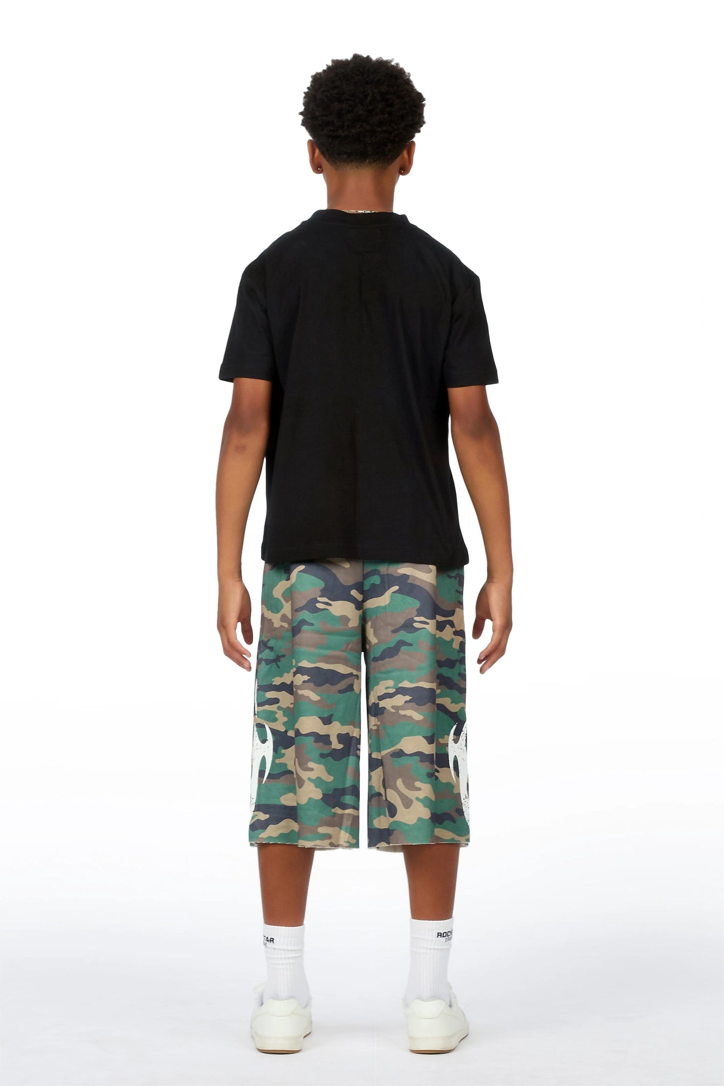 Boys Member Black Camo Oversized T-Shirt/Short Set