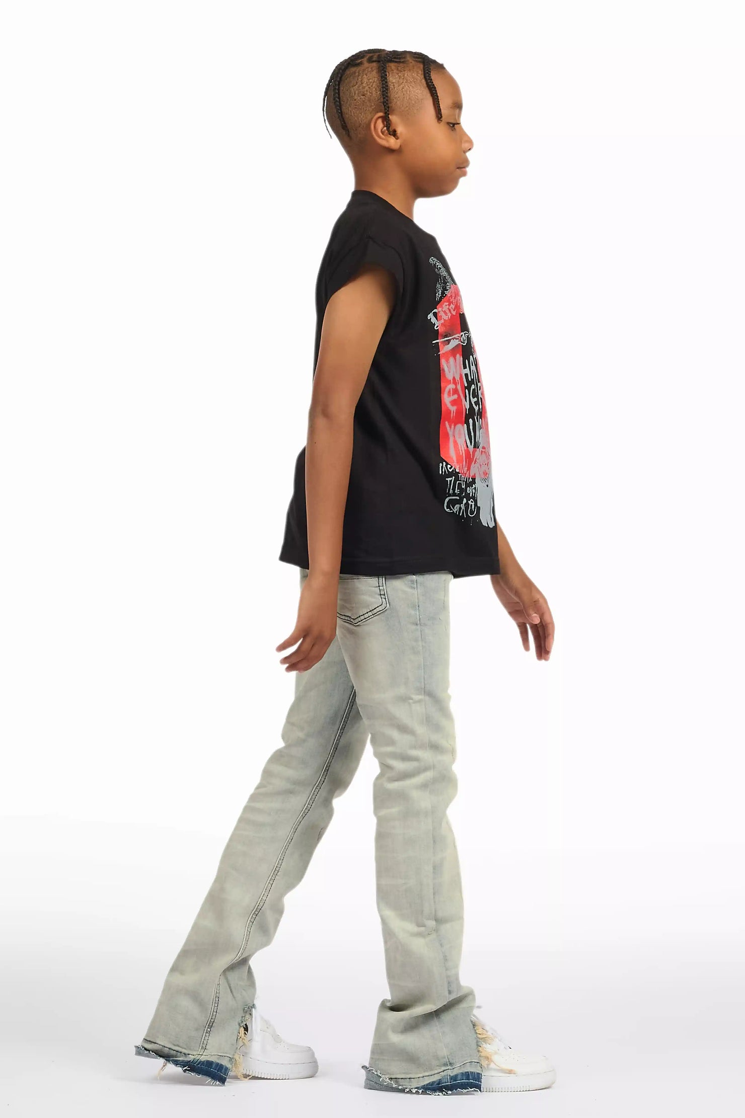 Boys Lakyn Light Wash Slim Stacked Flare Jean