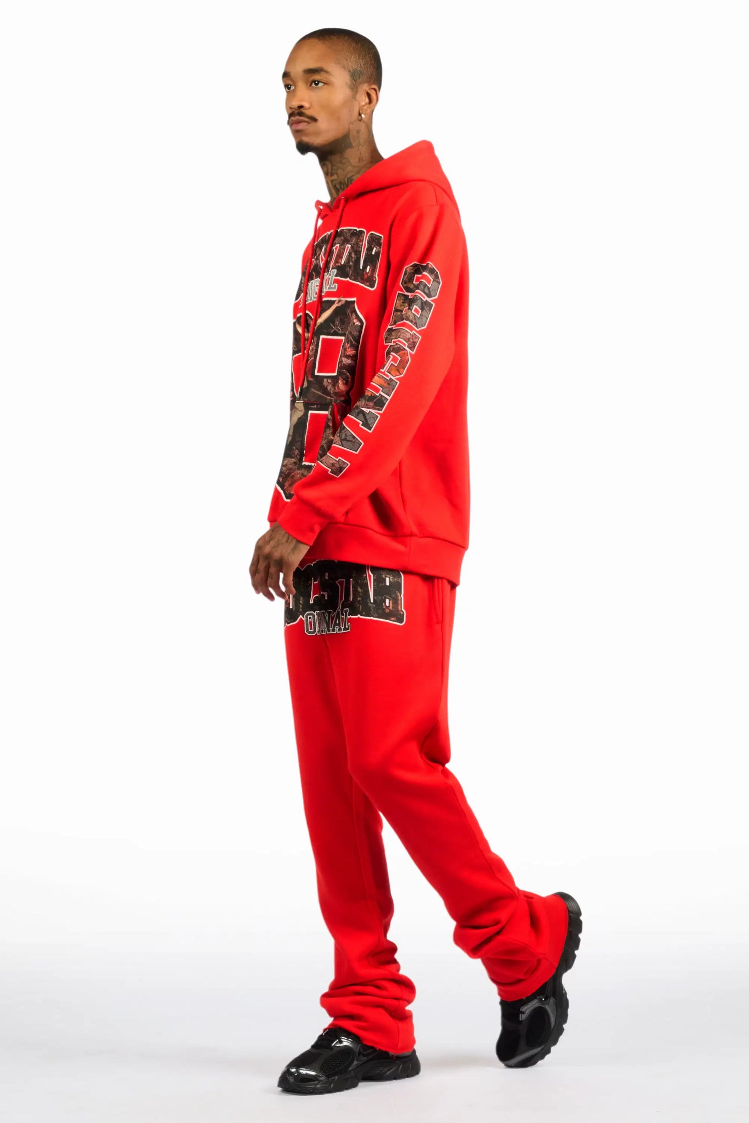 Fields Red Hoodie/Stacked Pant Track Set