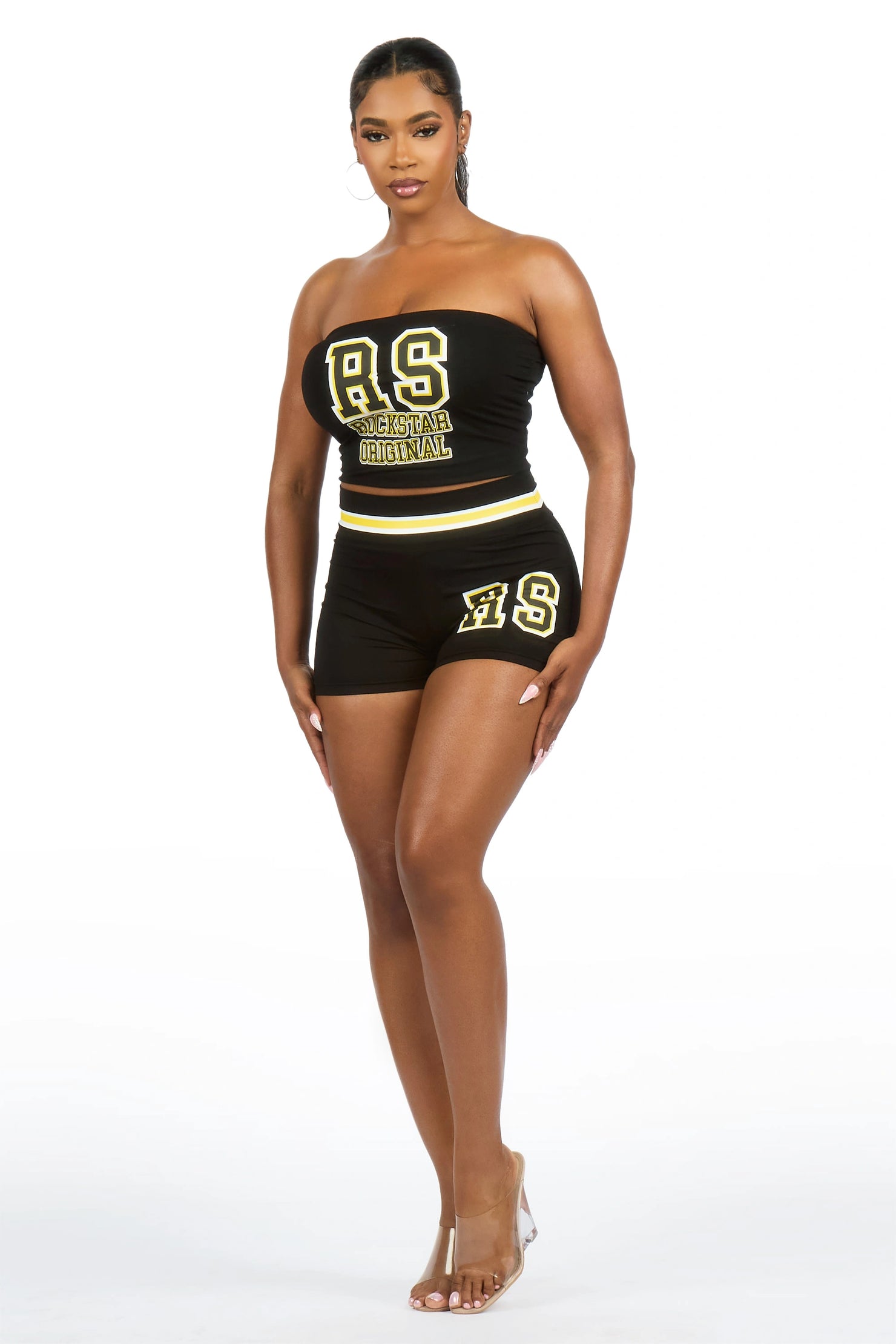 Celestina Black Tube Short Set