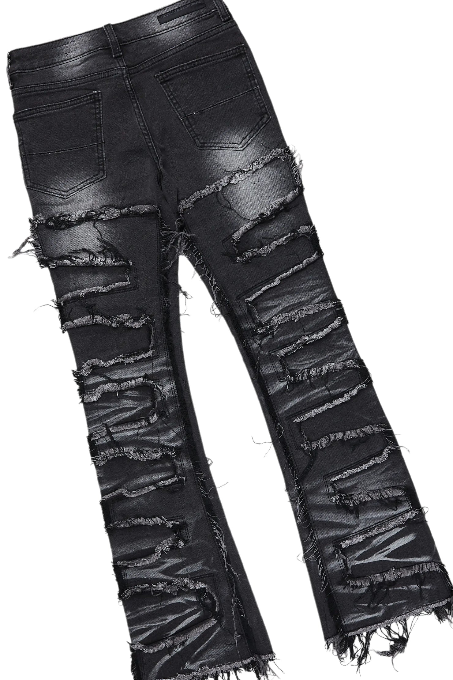 Boys Texastea Vintage Black Hoodie/Stacked Flare Jean Set