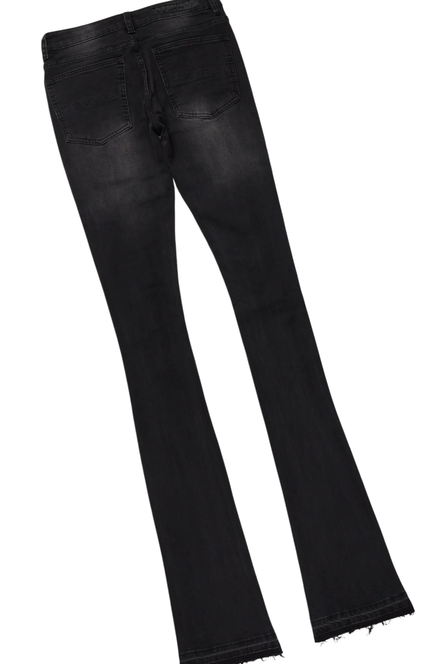 Amina Black Rhinestone Long Sleeve T-Shirt/Super Stacked Flare Jean Set