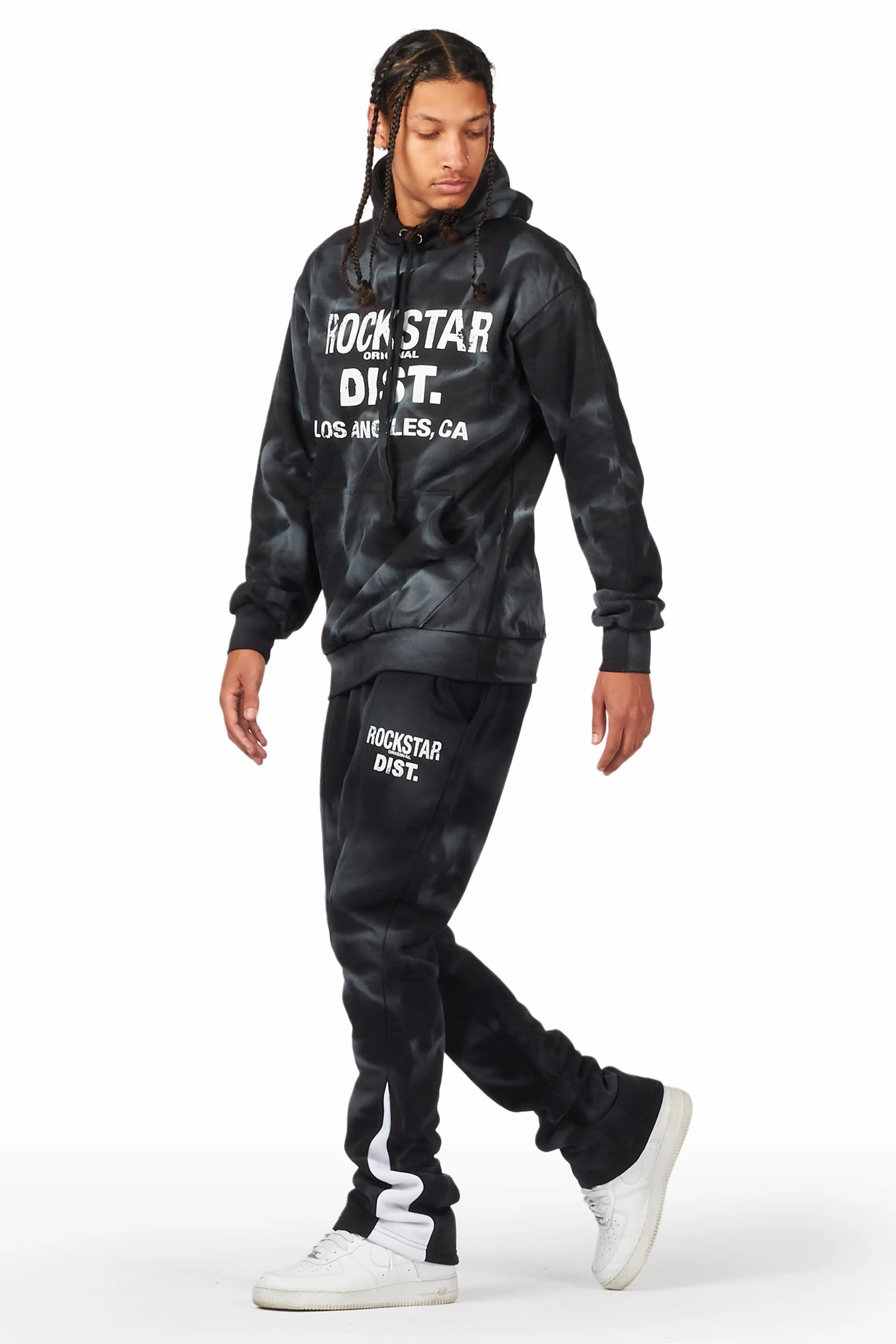 Nelly Black/White Hoodie Stacked Flare Track Set