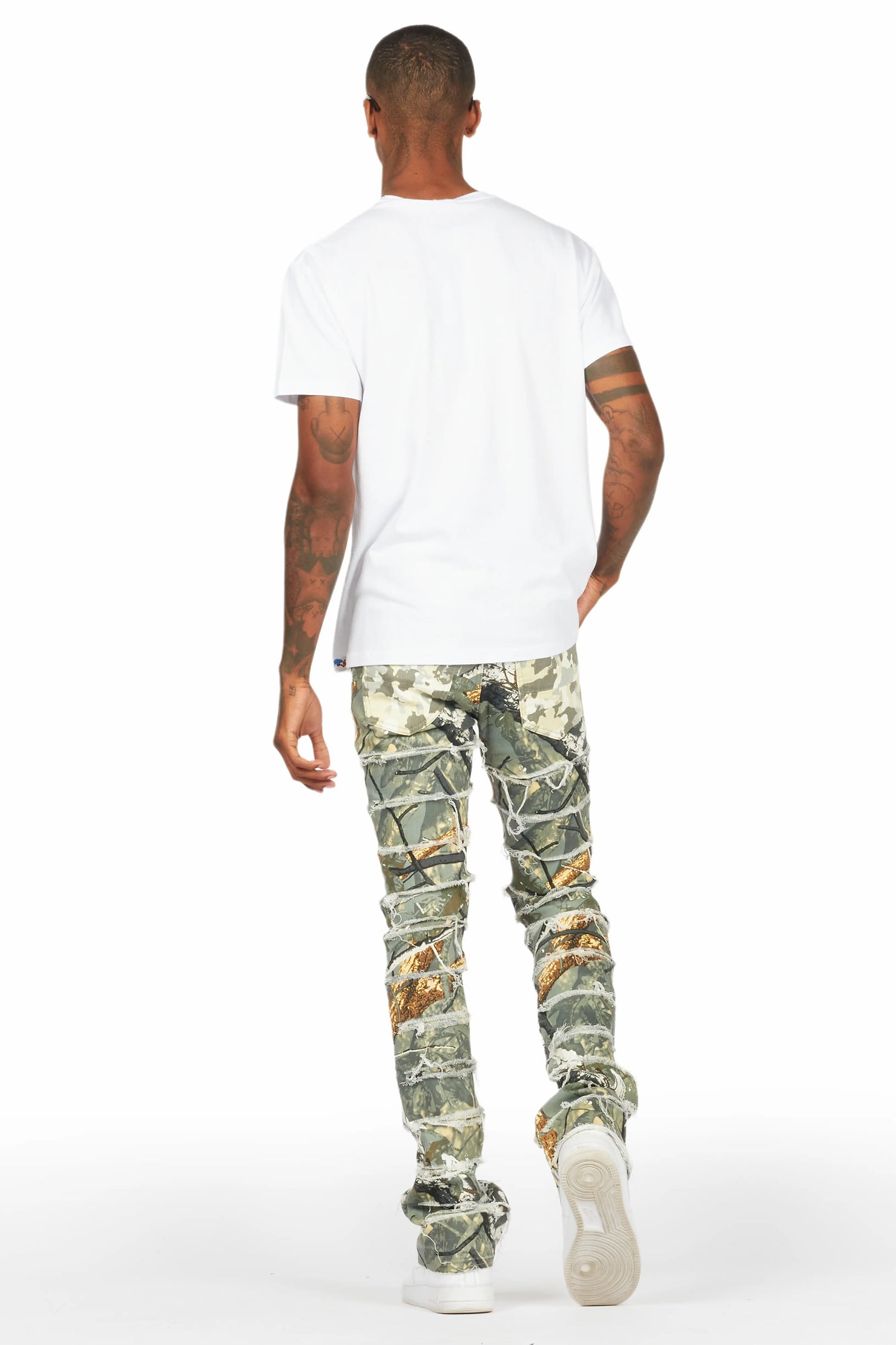 Miguelo Tree Camo Stacked Flare Jean