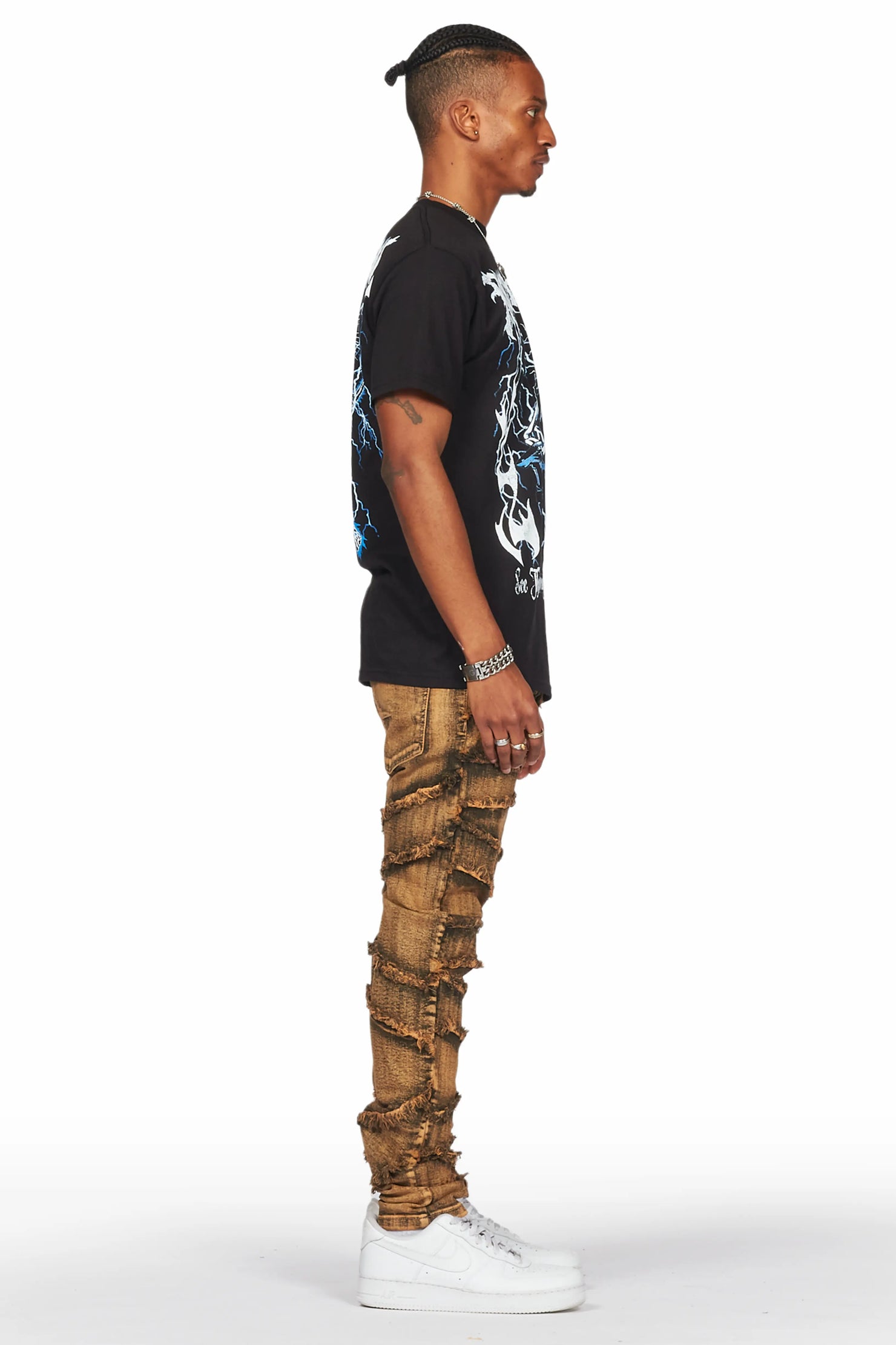 Ebrill Gold Patchwork Skinny Fit Jean